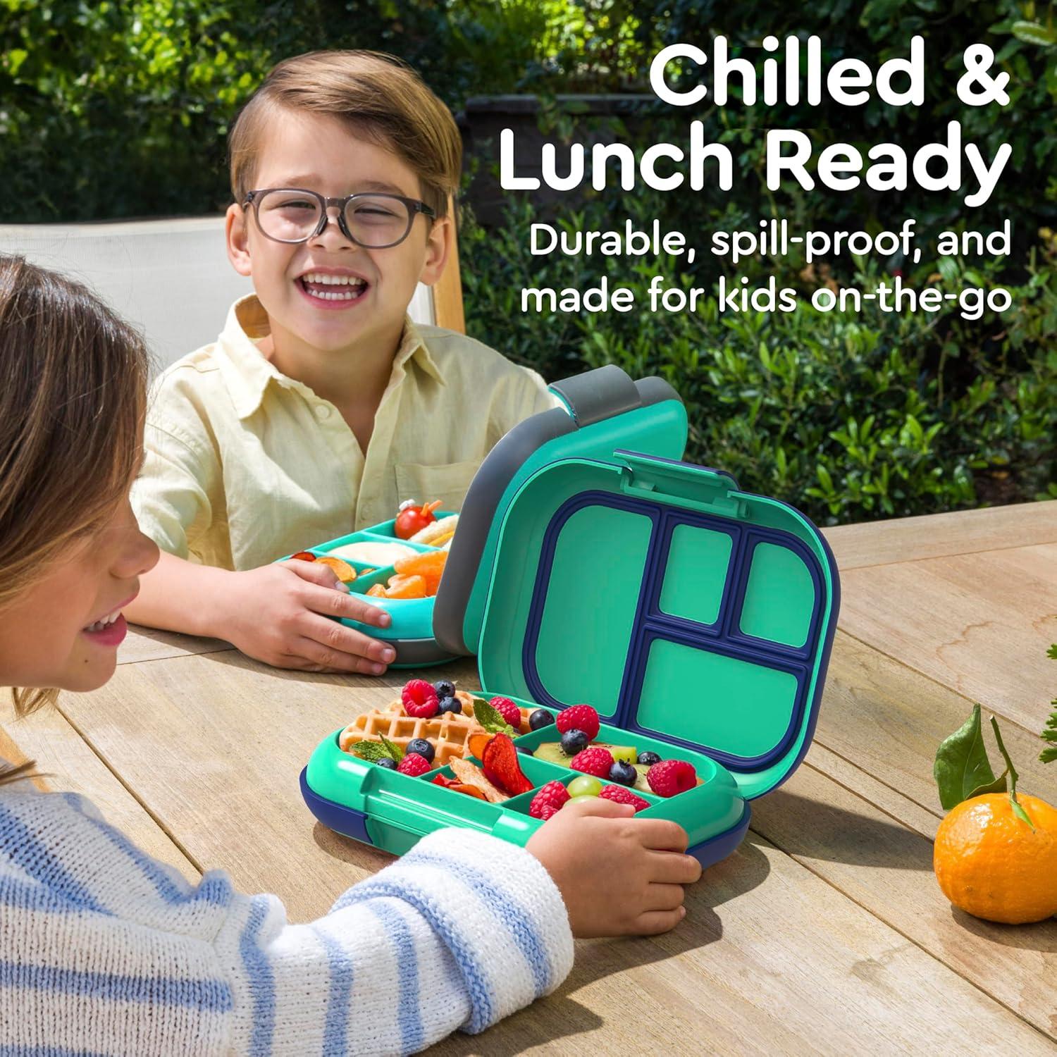 imageBentgo Chill Kids LeakProof Lunch Box  4Compartment Bento Box with BuiltIn Ice Pack 33 Cup Capacity PFAS ampamp BPAFree Microwave ampamp Dishwasher Safe Ideal Size for Ages 3 to 7 PurpleGreenNavy
