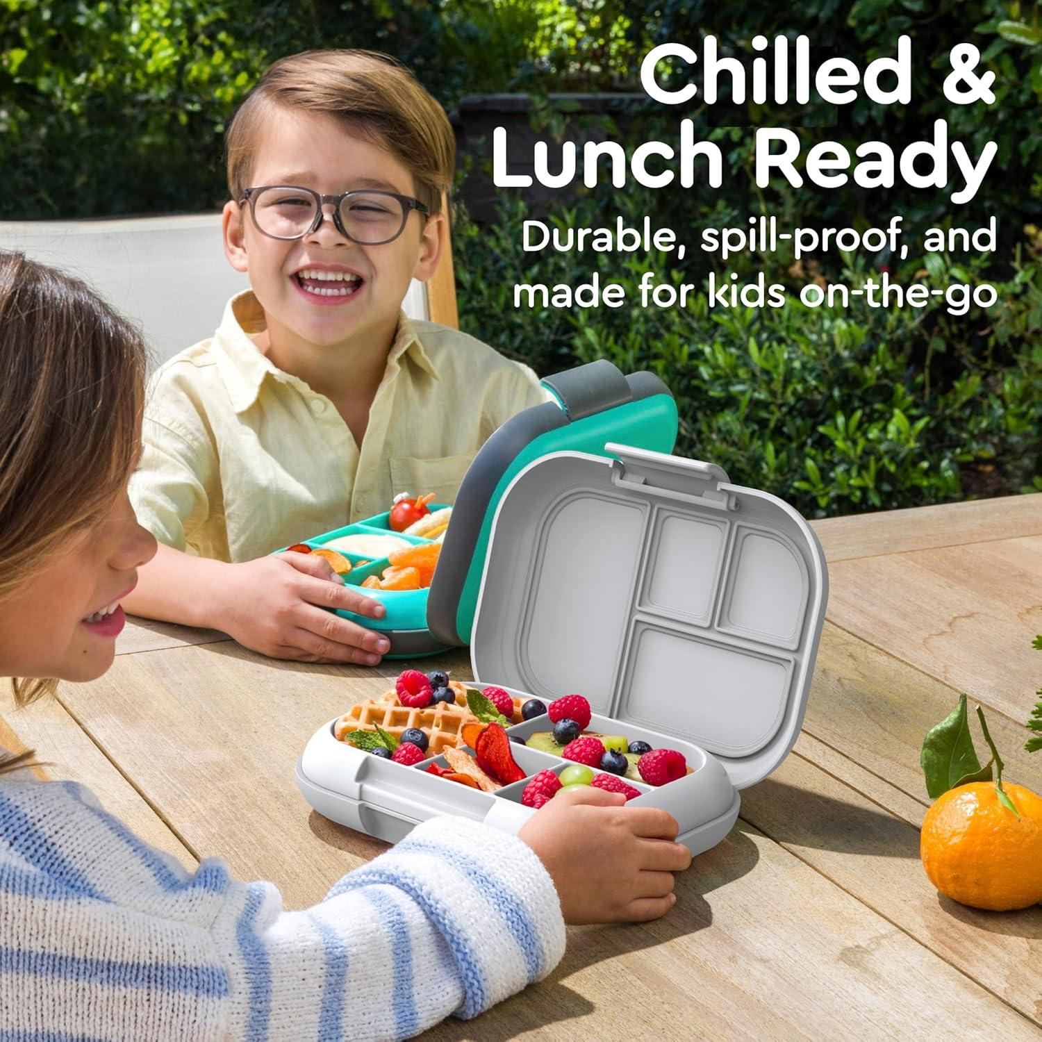 imageBentgo Chill Kids LeakProof Lunch Box  4Compartment Bento Box with BuiltIn Ice Pack 33 Cup Capacity PFAS ampamp BPAFree Microwave ampamp Dishwasher Safe Ideal Size for Ages 3 to 7 PurpleGray