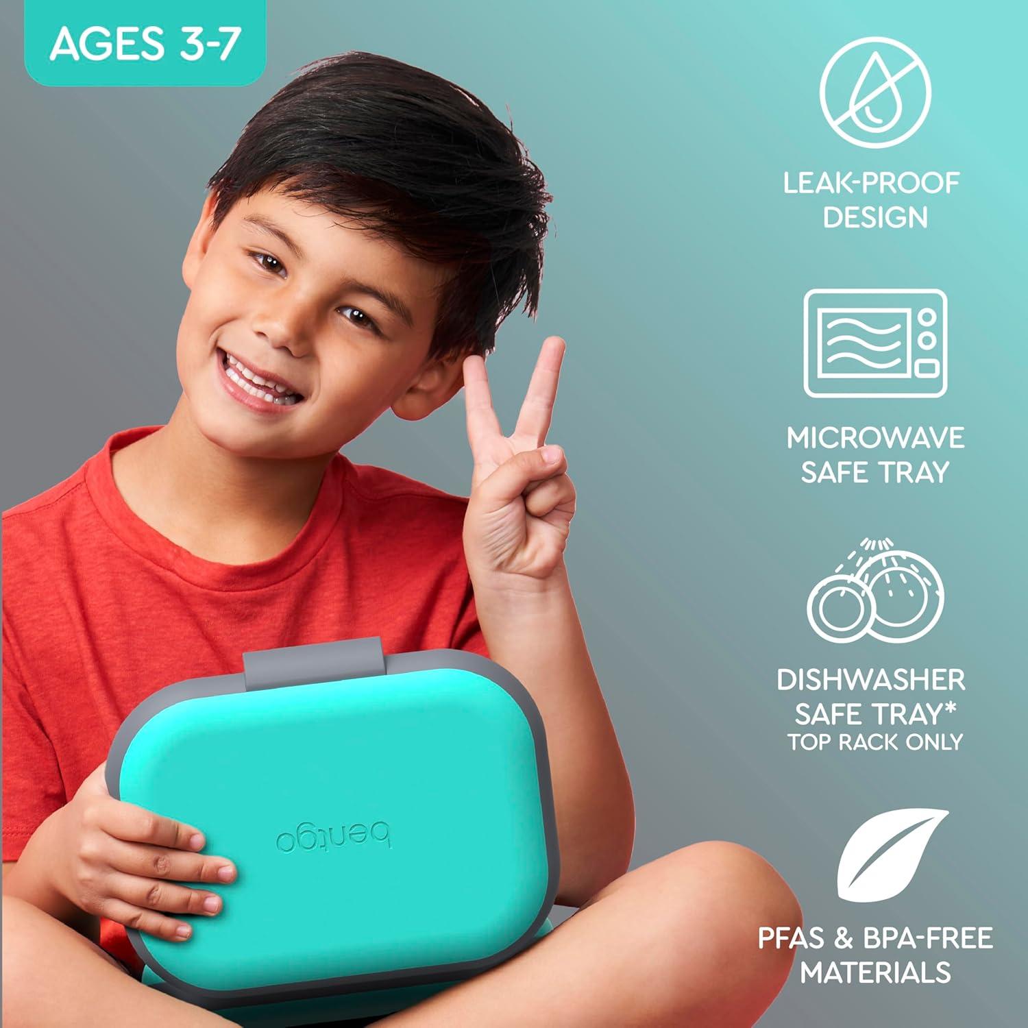 imageBentgo Chill Kids LeakProof Lunch Box  4Compartment Bento Box with BuiltIn Ice Pack 33 Cup Capacity PFAS ampamp BPAFree Microwave ampamp Dishwasher Safe Ideal Size for Ages 3 to 7 PurpleElectric Aqua