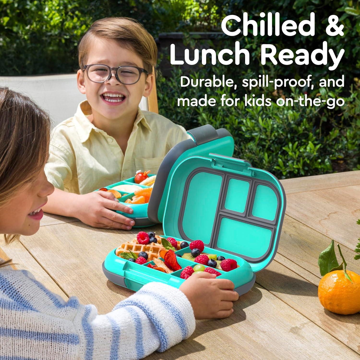 imageBentgo Chill Kids LeakProof Lunch Box  4Compartment Bento Box with BuiltIn Ice Pack 33 Cup Capacity PFAS ampamp BPAFree Microwave ampamp Dishwasher Safe Ideal Size for Ages 3 to 7 PurpleElectric Aqua