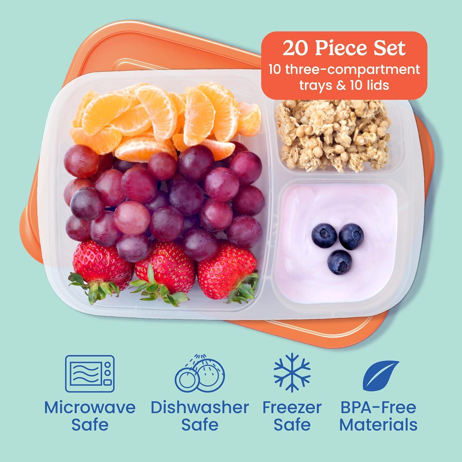 imageBentgo Easyboxes  Original Stackable Lunch Boxes  Reusable 3Compartment Food Containers for Kids and Adults  Bento Lunch Box for Meal Prep School ampamp Work  BPA Free Set of 10 Jewel BrightsClassic