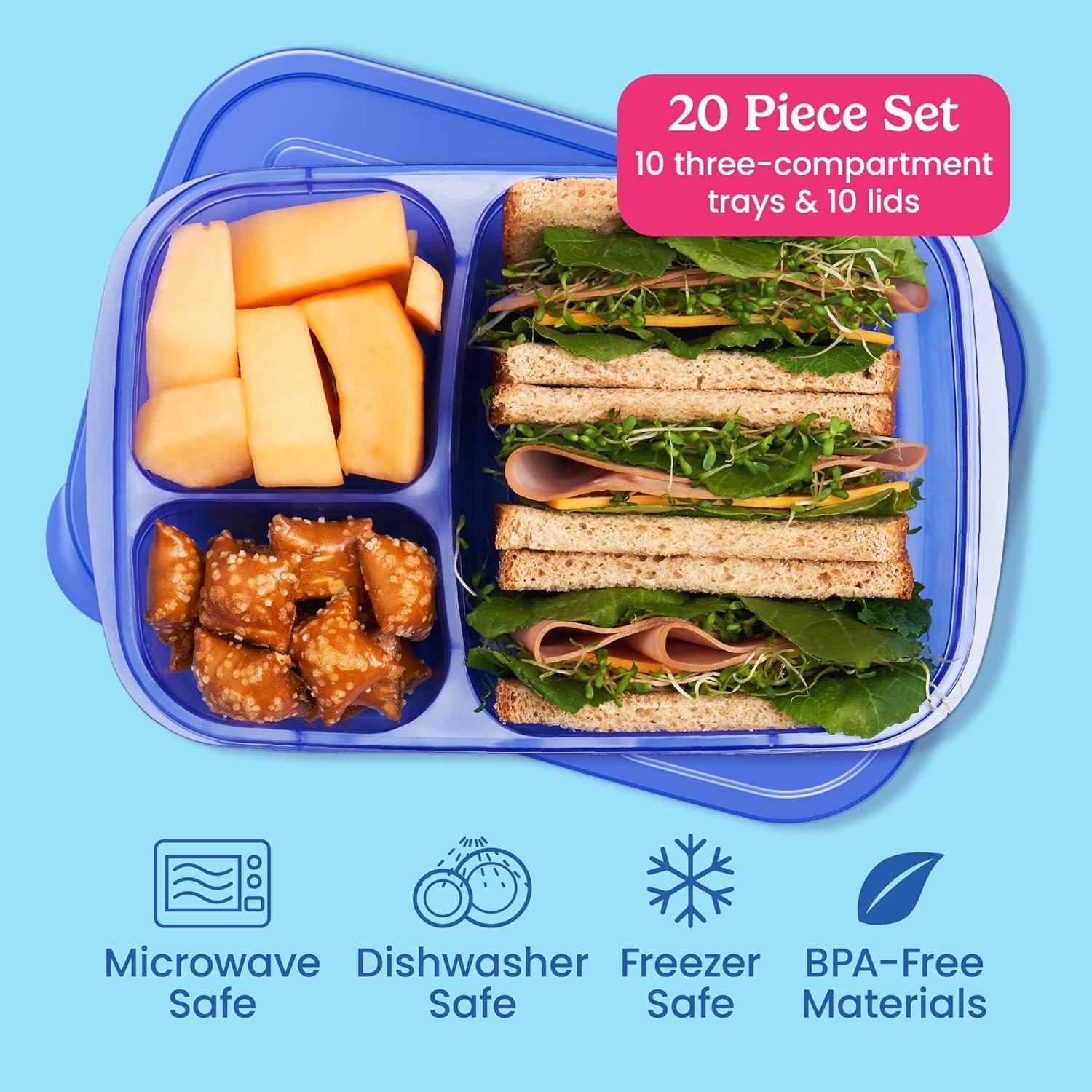imageBentgo Easyboxes  Original Stackable Lunch Boxes  Reusable 3Compartment Food Containers for Kids and Adults  Bento Lunch Box for Meal Prep School ampamp Work  BPA Free Set of 10 Jewel BrightsJewel Brights