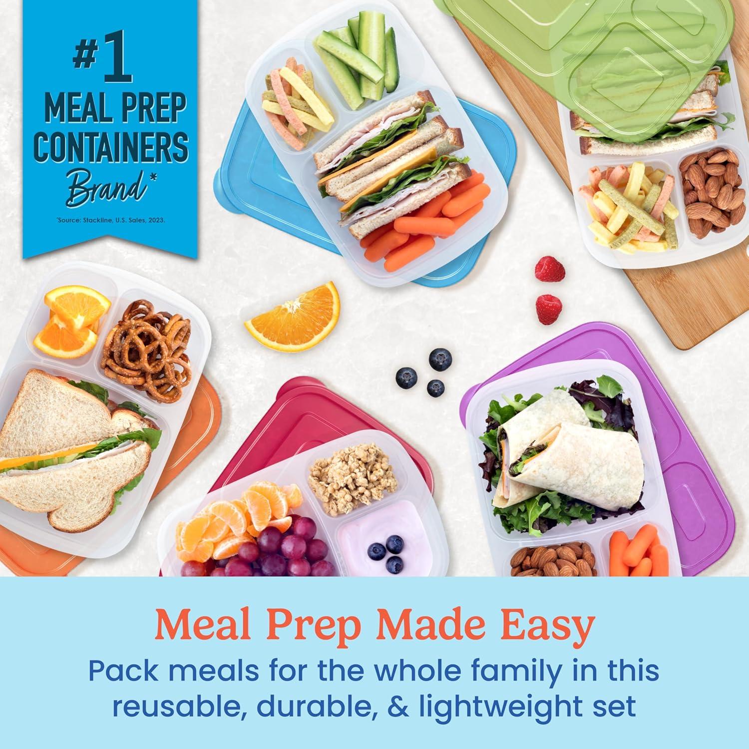 imageBentgo Easyboxes  Original Stackable Lunch Boxes  Reusable 3Compartment Food Containers for Kids and Adults  Bento Lunch Box for Meal Prep School ampamp Work  BPA Free Set of 10 Jewel BrightsClassic