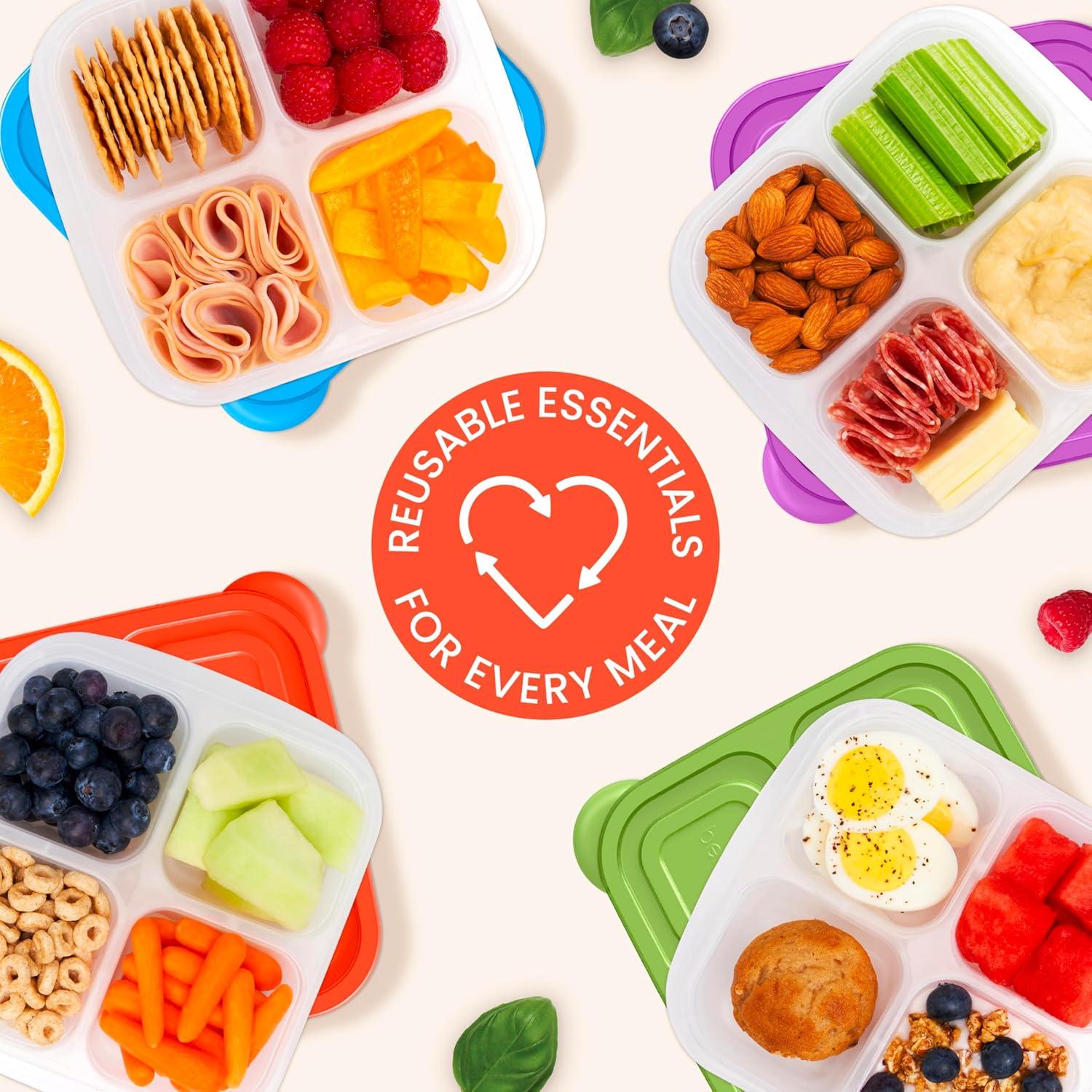 imageBentgo Easyboxes 4Compartment Snack Containers  20Piece Set with 10 Trays ampamp 10 CustomFit Lids to Seal in Freshness  Reusable Food Storage ampamp Meal Prep Bento BPAFree Containers Jewel BrightsClassic