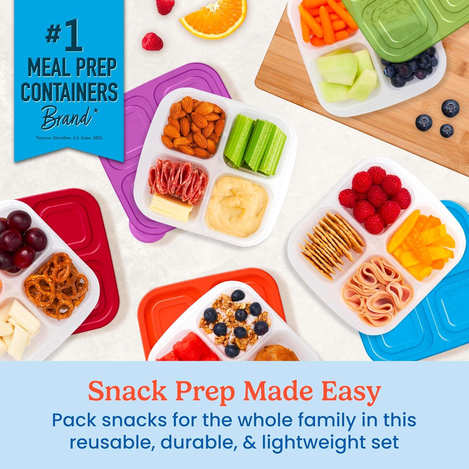 imageBentgo Easyboxes 4Compartment Snack Containers  20Piece Set with 10 Trays ampamp 10 CustomFit Lids to Seal in Freshness  Reusable Food Storage ampamp Meal Prep Bento BPAFree Containers Jewel BrightsClassic