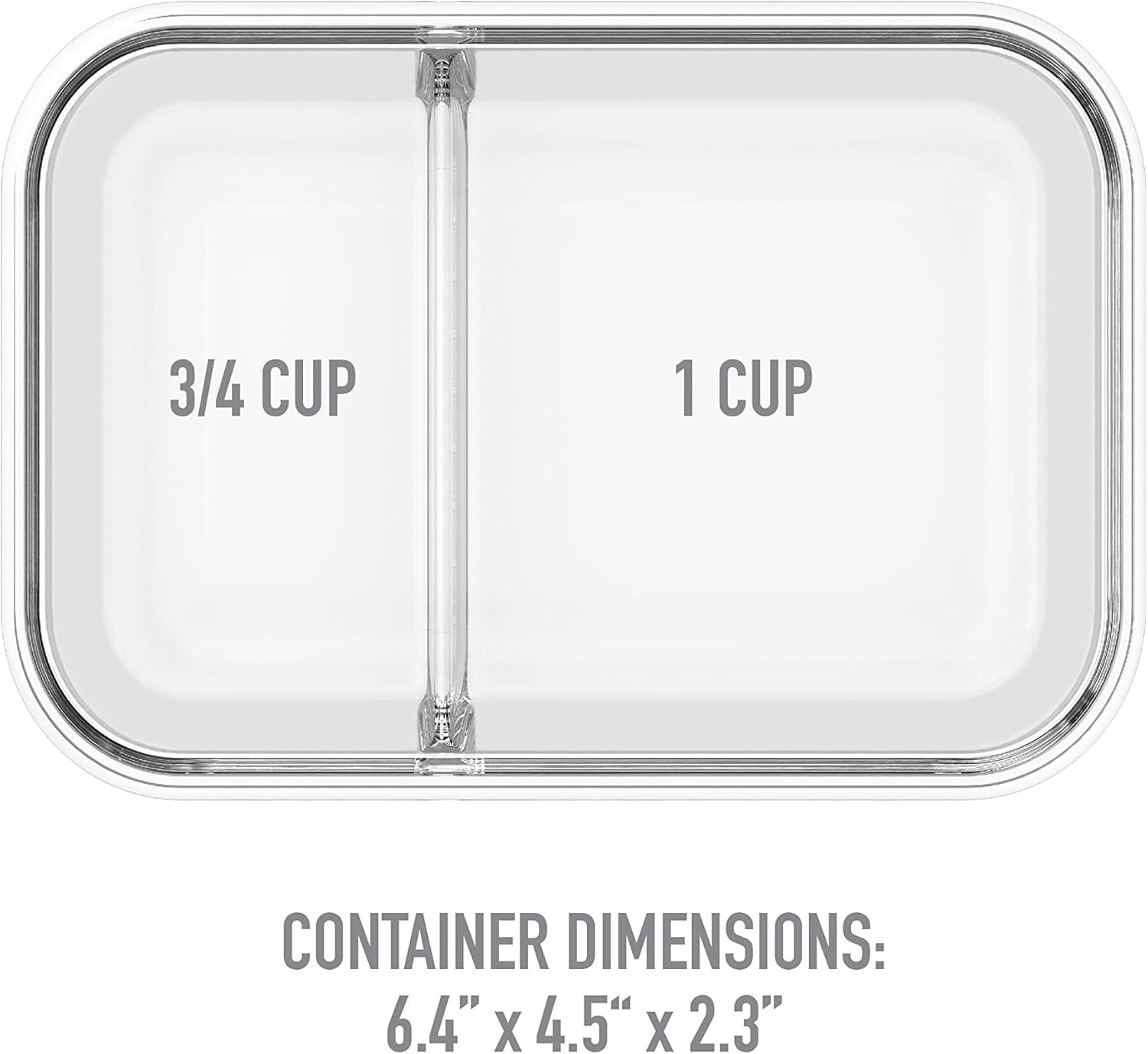 imageBentgo Glass Snack  LeakProof BentoStyle Snack Container with Airtight Lid and Divided 2Compartment Design  175 Cup Capacity for Meal Prepping and PortionControlled Snacking GreenGray