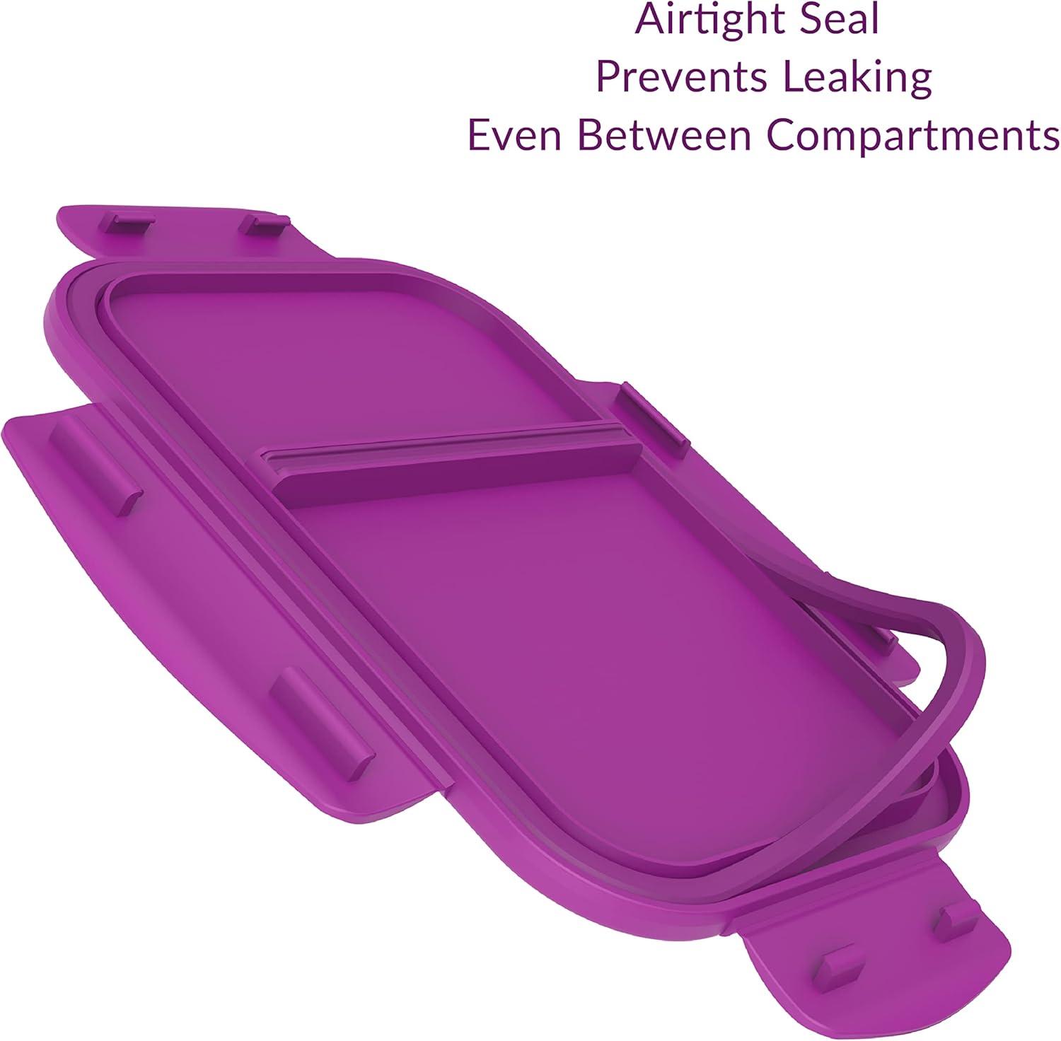 imageBentgo Glass Snack  LeakProof BentoStyle Snack Container with Airtight Lid and Divided 2Compartment Design  175 Cup Capacity for Meal Prepping and PortionControlled Snacking GreenPurple