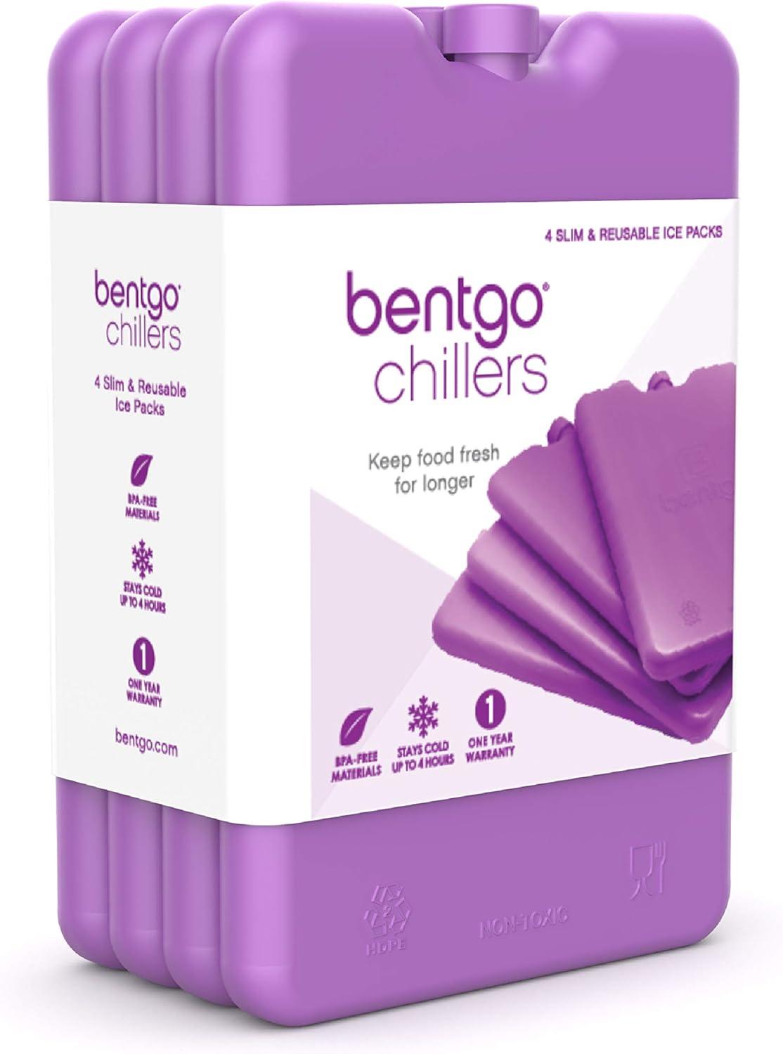 imageBentgo Ice Lunch Chillers  UltraThin Ice Packs Perfect for Everyday Use in Lunch Bags Lunch Boxes and Coolers  4 Pack BluePurple