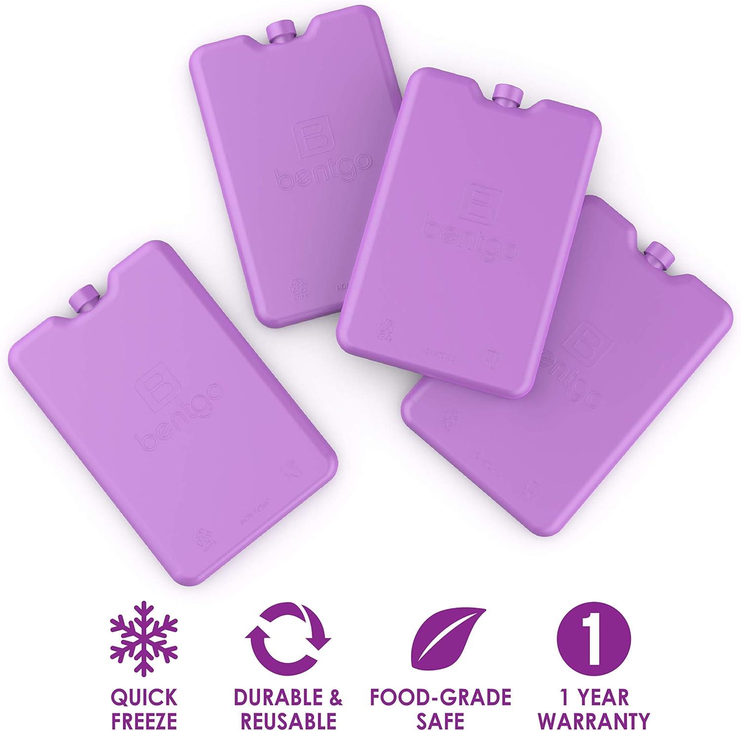 imageBentgo Ice Lunch Chillers  UltraThin Ice Packs Perfect for Everyday Use in Lunch Bags Lunch Boxes and Coolers  4 Pack BluePurple
