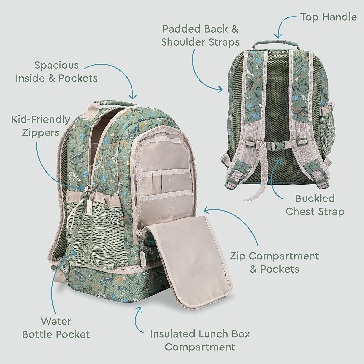 imageBentgo Kids 2in1 Backpack ampamp Insulated Lunch Bag  Durable 16 Backpack ampamp Lunch Container in Unique Prints for School ampamp Travel  Water Resistant Padded ampamp Large Compartments FairiesDino Fossils