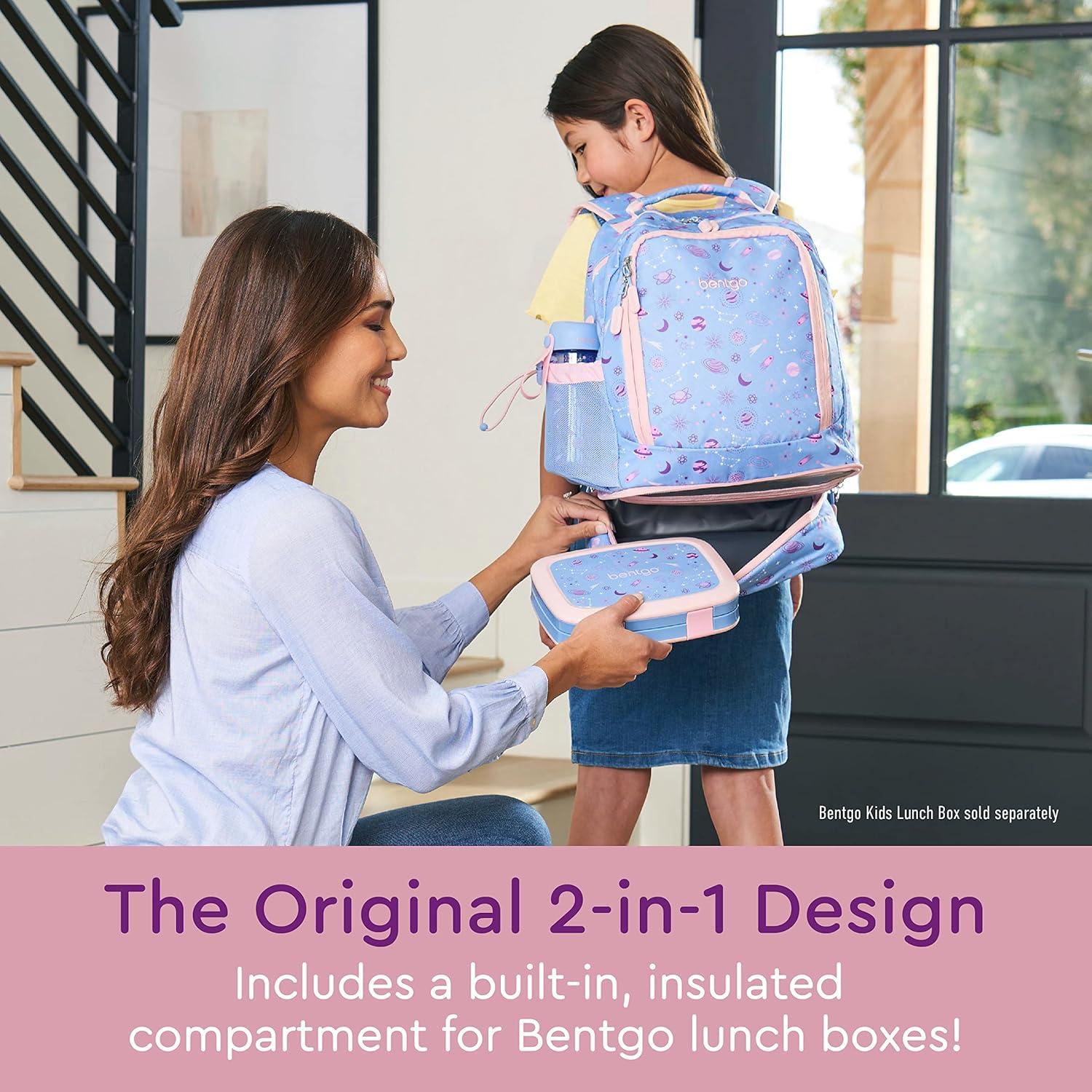 imageBentgo Kids 2in1 Backpack ampamp Insulated Lunch Bag  Durable 16 Backpack ampamp Lunch Container in Unique Prints for School ampamp Travel  Water Resistant Padded ampamp Large Compartments FairiesLavender Galaxy