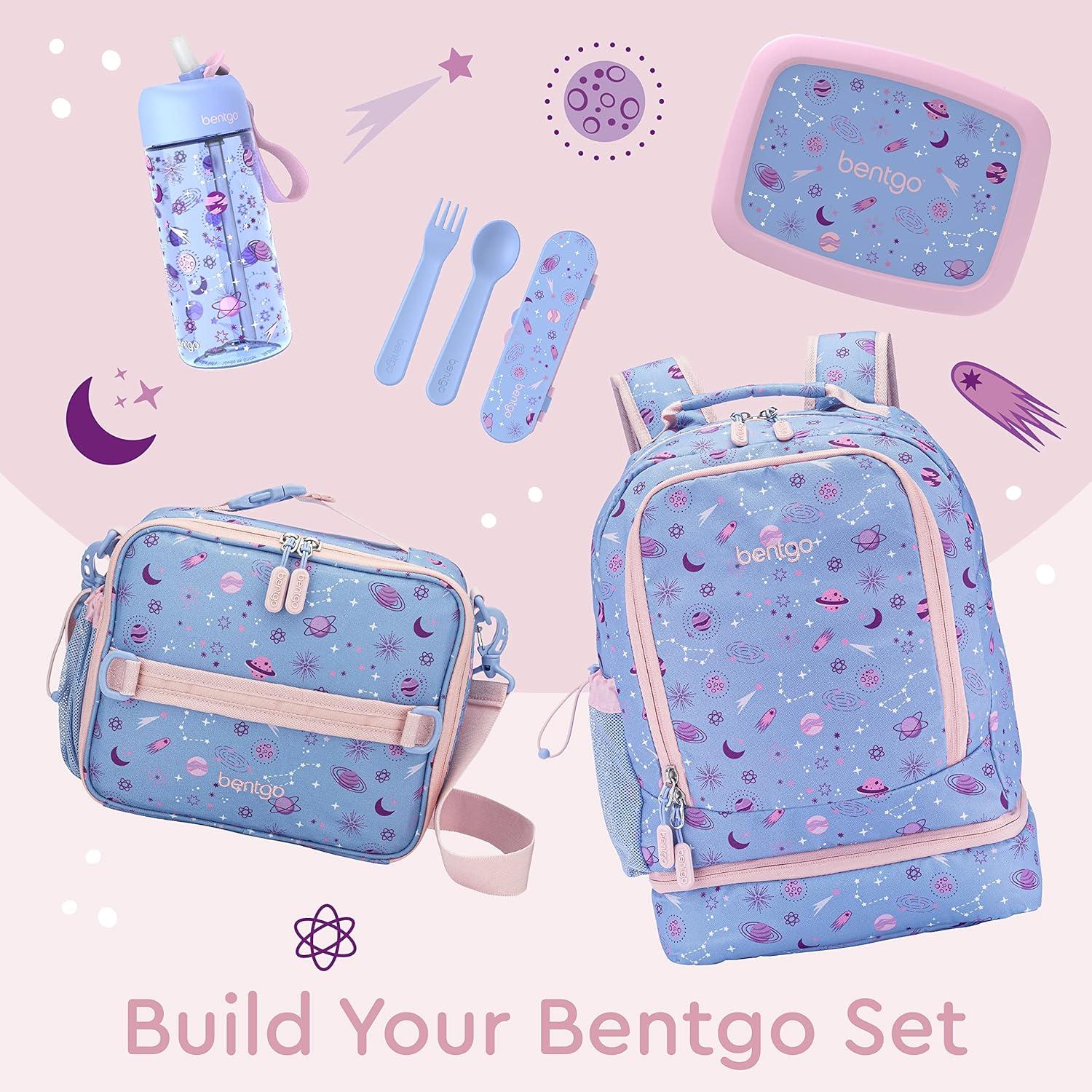 imageBentgo Kids 2in1 Backpack ampamp Insulated Lunch Bag  Durable 16 Backpack ampamp Lunch Container in Unique Prints for School ampamp Travel  Water Resistant Padded ampamp Large Compartments FairiesLavender Galaxy