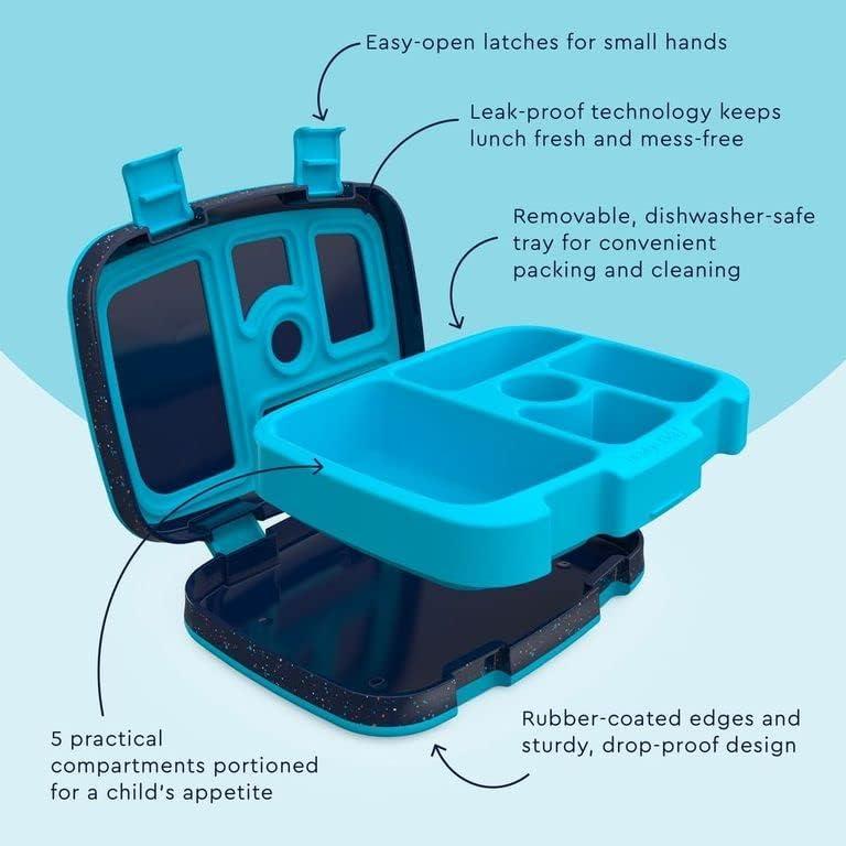imageBentgo Kids 5Compartment Lunch Box  Confetti Design for School Ideal for Ages 37 LeakProof DropProof Dishwasher Safe ampamp Made with PFAS ampamp BPAFree Materials Confetti Edition  Abyss BlueConfetti Edition  Abyss Blue