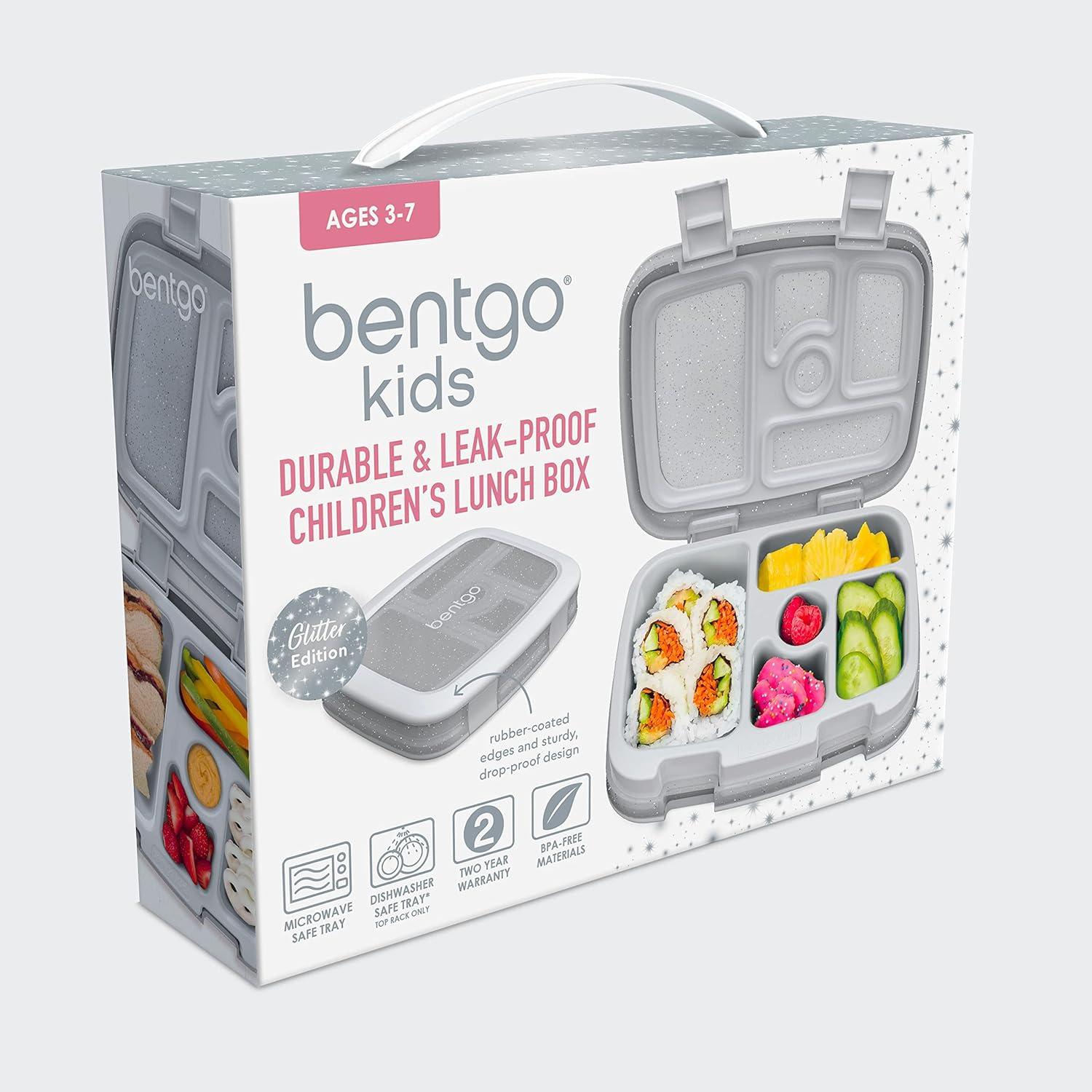 imageBentgo Kids 5Compartment Lunch Box  Confetti Design for School Ideal for Ages 37 LeakProof DropProof Dishwasher Safe ampamp Made with PFAS ampamp BPAFree Materials Confetti Edition  Abyss BlueGlitter Edition  Silver