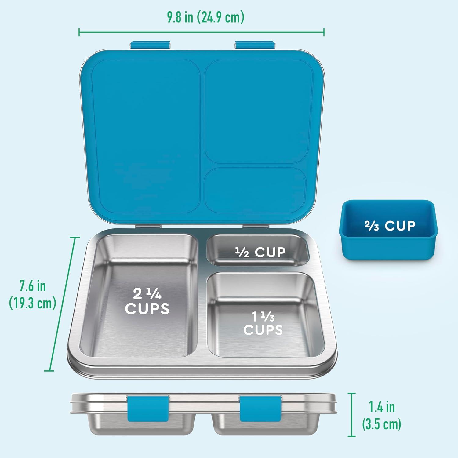 imageBentgo Kids Stainless Steel Prints LeakResistant Lunch Box  3Compartments with Bonus Silicone Container Durable EcoFriendly Dishwasher Safe BPAFree Ideal for School Ages 3 UnicornDinosaur