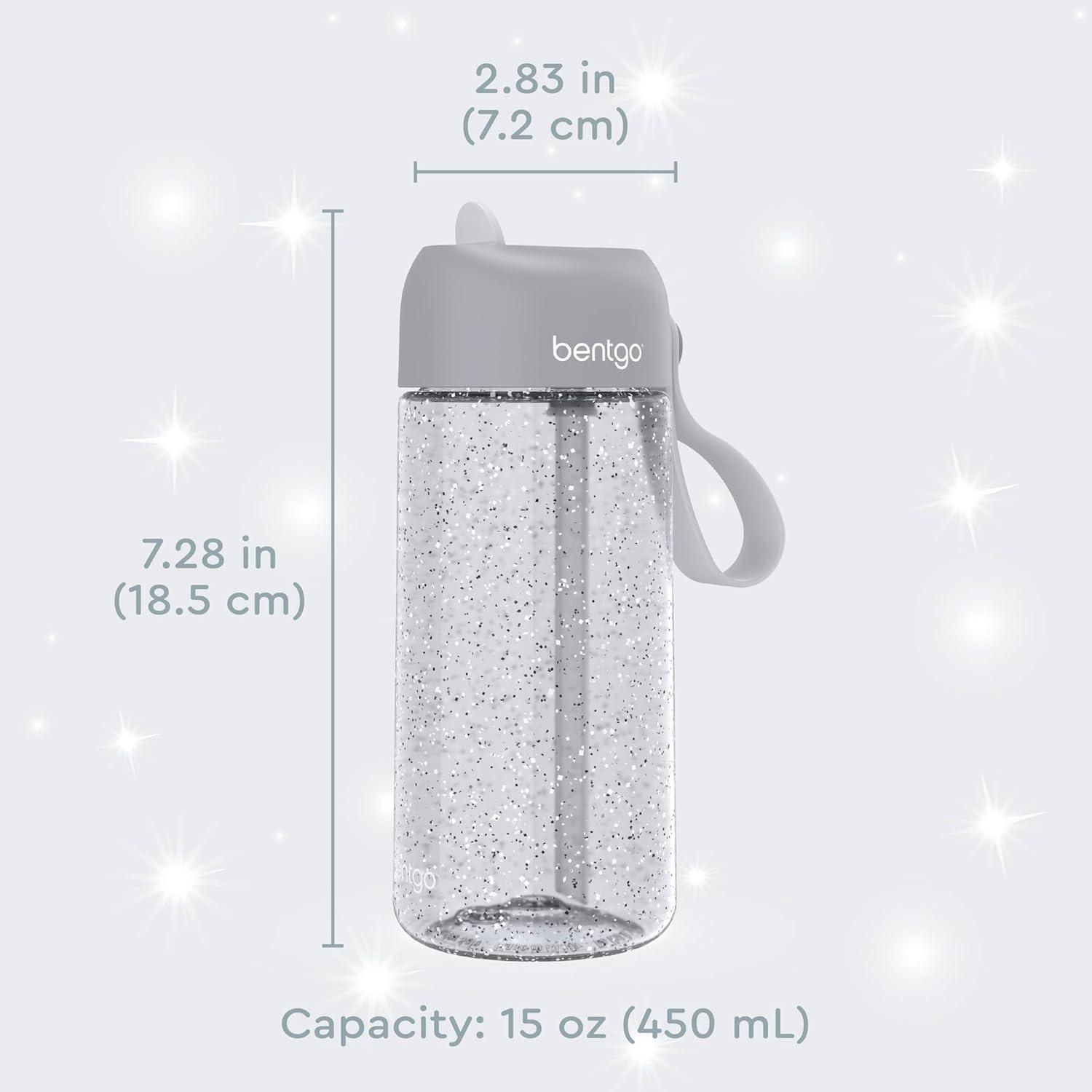 imageBentgo Kids Water Bottle  LeakProof Durable Tritan BPAFree 15 oz Cup for KidsToddlers Ages 3 Safe Sip Spout Carrying Handle ampamp Dishwasher Safe for School Glitter Edition  Silver