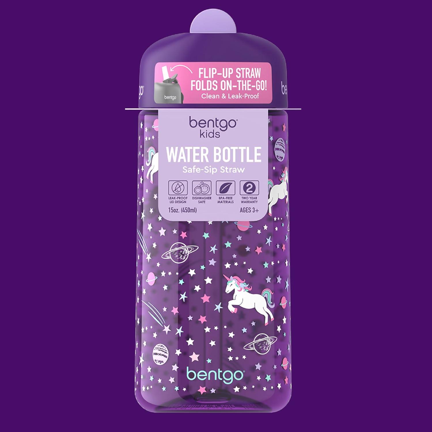 imageBentgo Kids Water Bottle  LeakProof Durable Tritan BPAFree 15 oz Cup for KidsToddlers Ages 3 Safe Sip Spout Carrying Handle ampamp Dishwasher Safe for School Sports Daycare ampamp Camp PurpleUnicorn