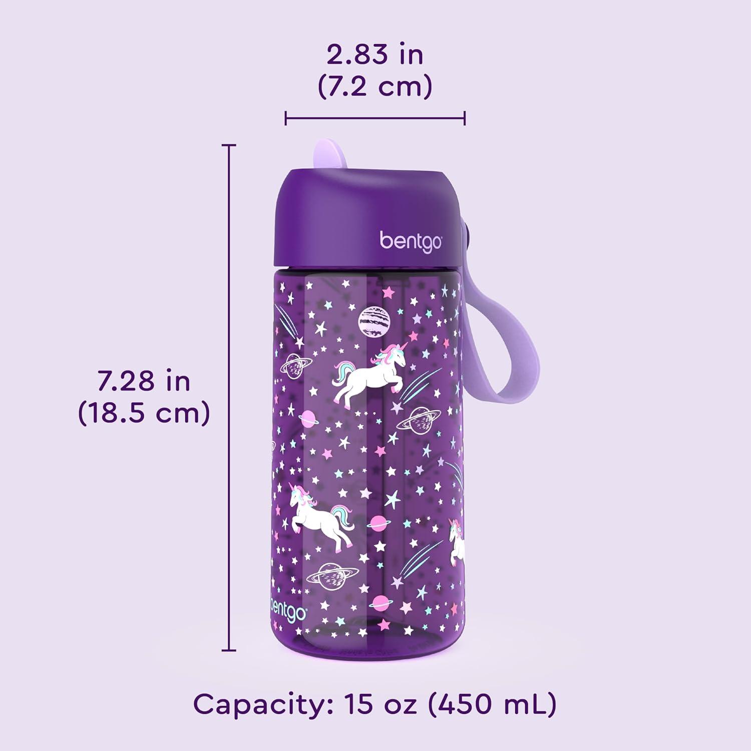 imageBentgo Kids Water Bottle  LeakProof Durable Tritan BPAFree 15 oz Cup for KidsToddlers Ages 3 Safe Sip Spout Carrying Handle ampamp Dishwasher Safe for School Sports Daycare ampamp Camp PurpleUnicorn