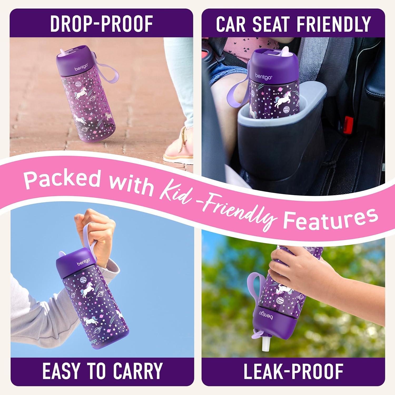 imageBentgo Kids Water Bottle  LeakProof Durable Tritan BPAFree 15 oz Cup for KidsToddlers Ages 3 Safe Sip Spout Carrying Handle ampamp Dishwasher Safe for School Sports Daycare ampamp Camp PurpleUnicorn
