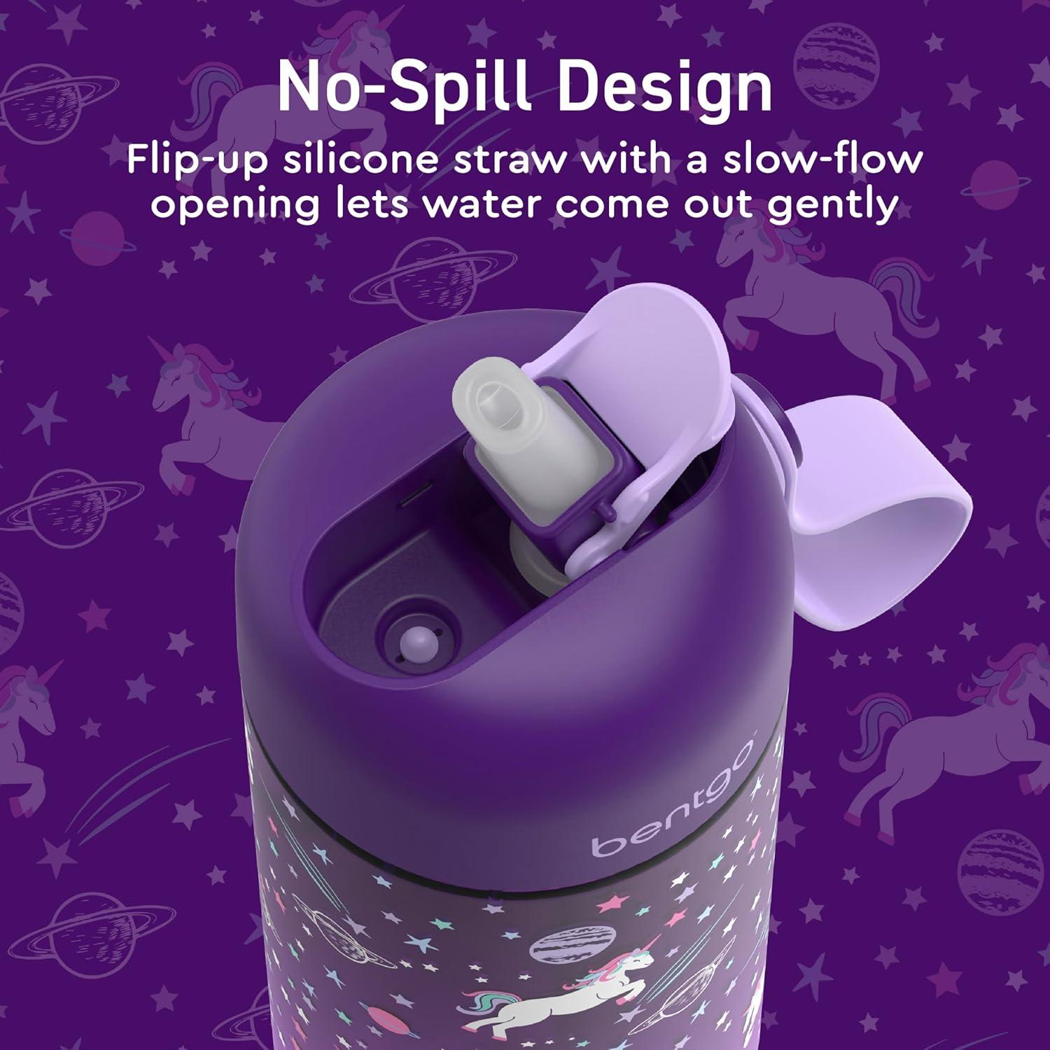 imageBentgo Kids Water Bottle  LeakProof Durable Tritan BPAFree 15 oz Cup for KidsToddlers Ages 3 Safe Sip Spout Carrying Handle ampamp Dishwasher Safe for School Sports Daycare ampamp Camp PurpleUnicorn