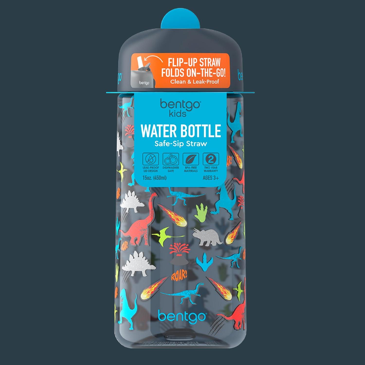 imageBentgo Kids Water Bottle  LeakProof Durable Tritan BPAFree 15 oz Cup for KidsToddlers Ages 3 Safe Sip Spout Carrying Handle ampamp Dishwasher Safe for School Sports Daycare ampamp Camp PurpleDinosaur