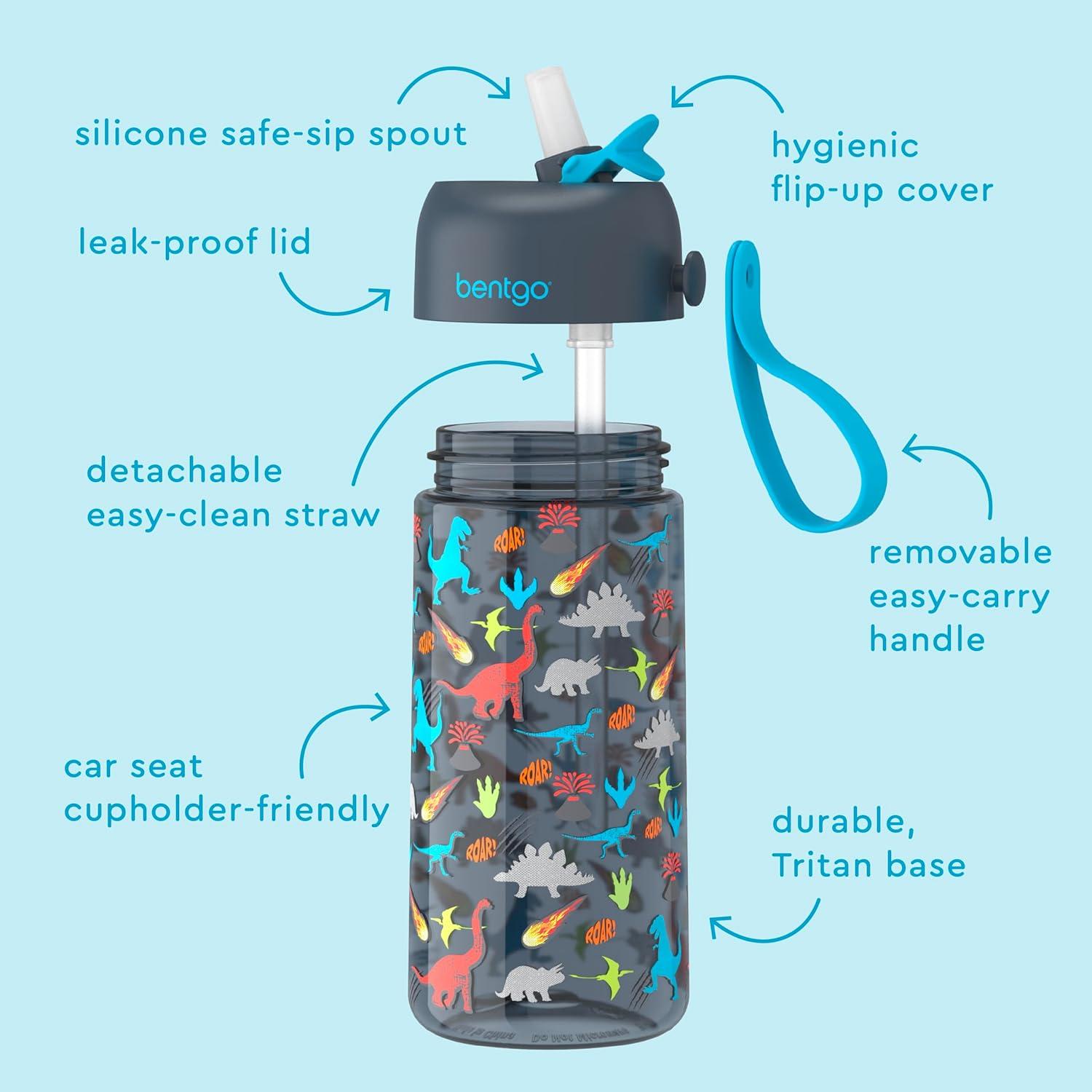 imageBentgo Kids Water Bottle  LeakProof Durable Tritan BPAFree 15 oz Cup for KidsToddlers Ages 3 Safe Sip Spout Carrying Handle ampamp Dishwasher Safe for School Sports Daycare ampamp Camp PurpleDinosaur