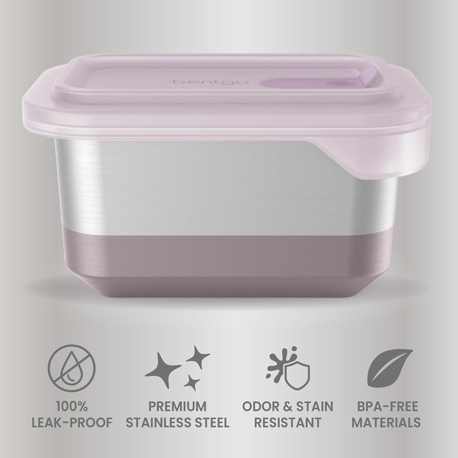 imageBentgo MicroSteel Heat ampamp Eat Container  MicrowaveSafe LeakProof EasytoClean Lightweight Stainless Steel Reusable Food Storage with Airtight Silicone Lid Snack Size 2Cup Capacity RoseLunch Size 3 Cups Dusk