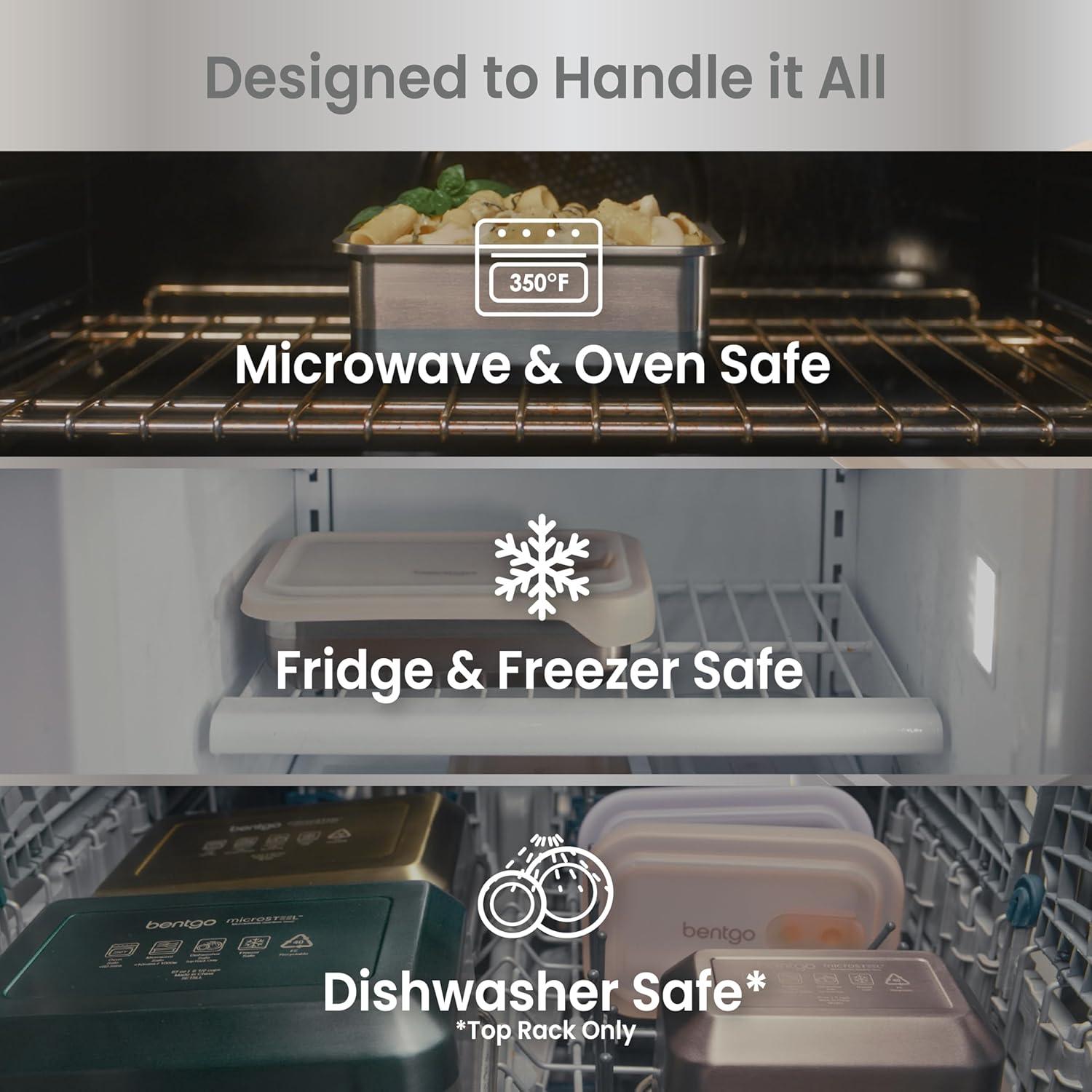 imageBentgo MicroSteel Heat ampamp Eat Container  MicrowaveSafe LeakProof EasytoClean Lightweight Stainless Steel Reusable Food Storage with Airtight Silicone Lid Snack Size 2Cup Capacity RoseDinner Size 55 Cups Gold