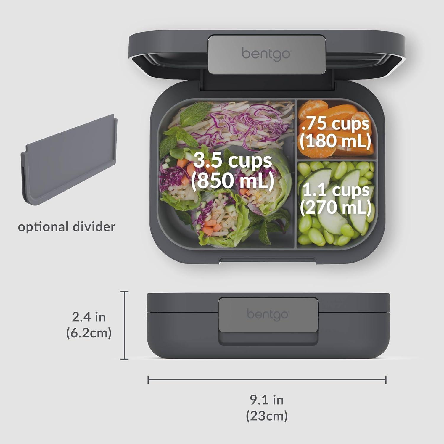 imageBentgo Modern  Adult ampamp Teen Bento Lunch Box 34 Compartments LeakResistant 55 Cup Capacity44 fl oz Improved Locking Clips Reusable BPAFree DishwasherMicrowave Safe Tray Dark GrayDark Gray