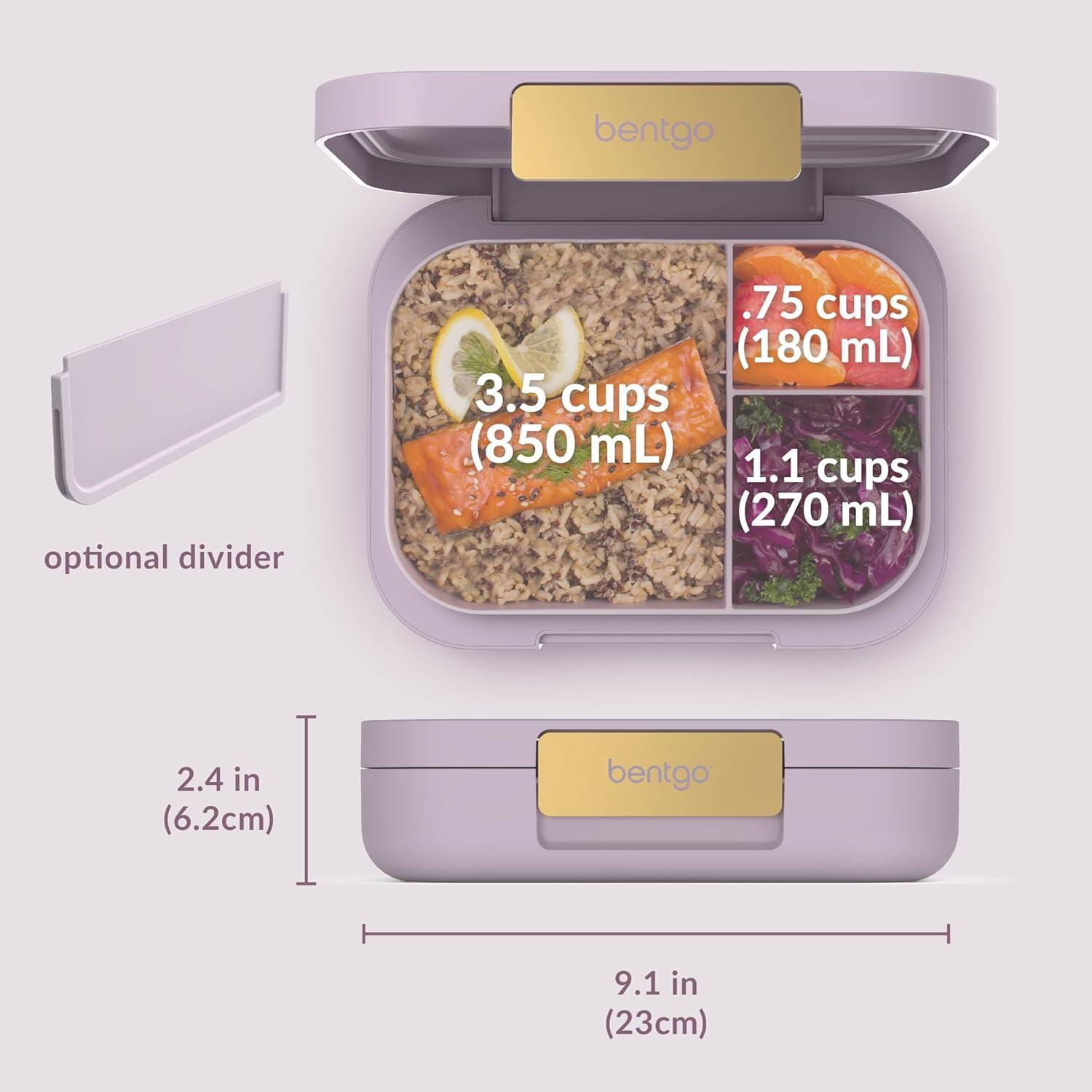 imageBentgo Modern  Adult ampamp Teen Bento Lunch Box 34 Compartments LeakResistant 55 Cup Capacity44 fl oz Improved Locking Clips Reusable BPAFree DishwasherMicrowave Safe Tray Dark GrayOrchid