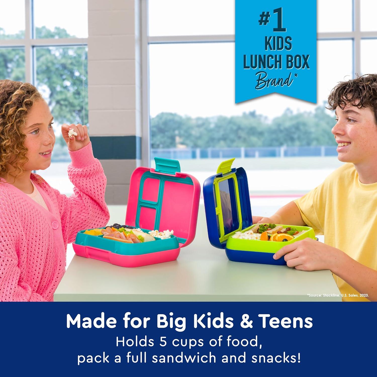 imageBentgo Pop  LeakProof Lunch Box ampamp Removable Divider for Ages 8 ampamp Teens  Lunch Container Holds 5 Cups of Food 34 Compartments MicrowaveDishwasher Safe 2 Year Warranty PeriwinklePinkNavy BlueChartreuse