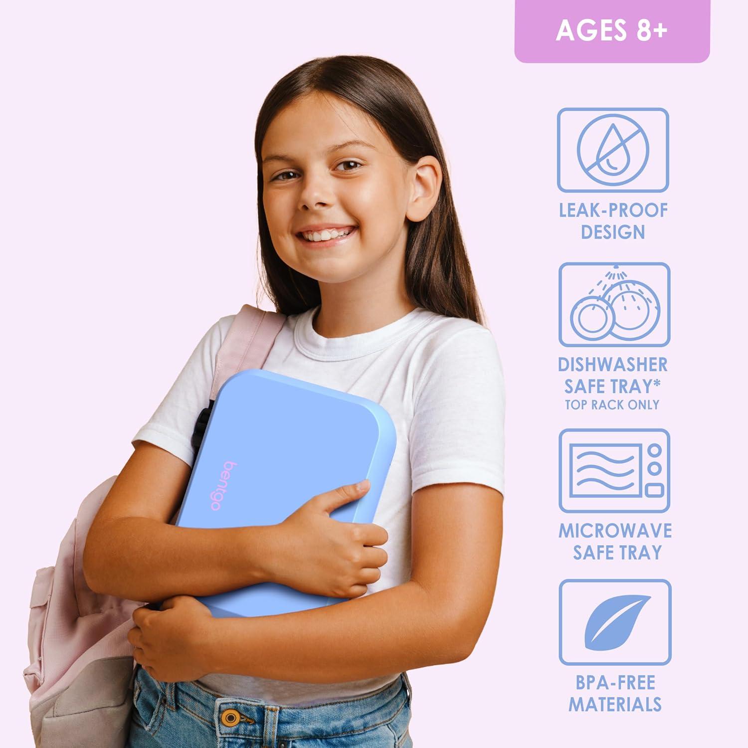 imageBentgo Pop  LeakProof Lunch Box ampamp Removable Divider for Ages 8 ampamp Teens  Lunch Container Holds 5 Cups of Food 34 Compartments MicrowaveDishwasher Safe 2 Year Warranty PeriwinklePinkPeriwinklePink
