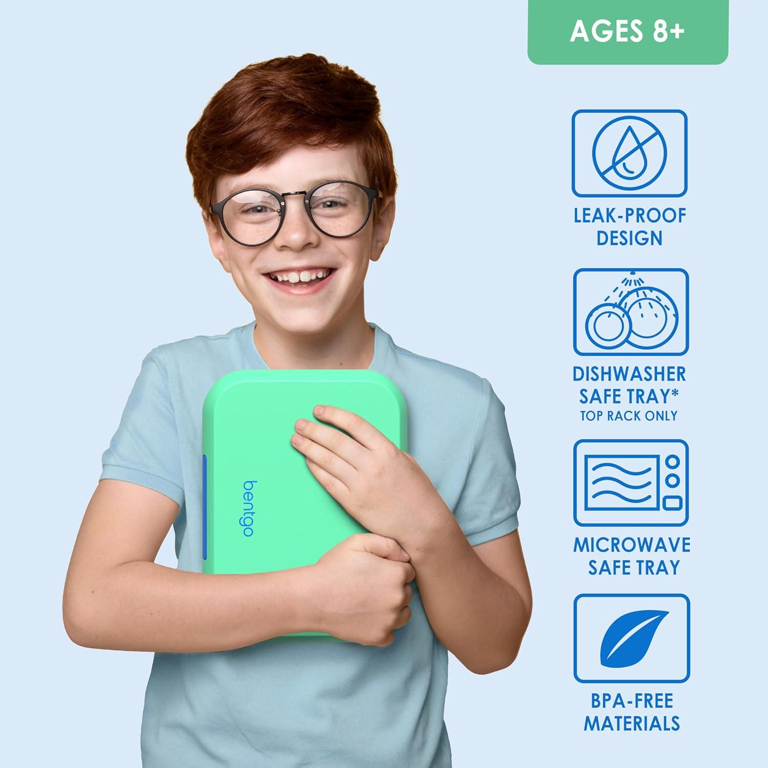 imageBentgo Pop  LeakProof Lunch Box ampamp Removable Divider for Ages 8 ampamp Teens  Lunch Container Holds 5 Cups of Food 34 Compartments MicrowaveDishwasher Safe 2 Year Warranty PeriwinklePinkSpring GreenBlue
