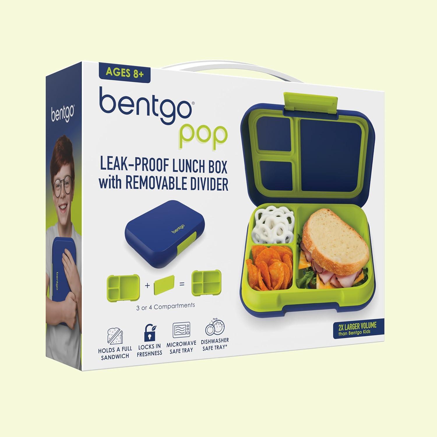 imageBentgo Pop  LeakProof Lunch Box ampamp Removable Divider for Ages 8 ampamp Teens  Lunch Container Holds 5 Cups of Food 34 Compartments MicrowaveDishwasher Safe 2 Year Warranty PeriwinklePinkNavy BlueChartreuse