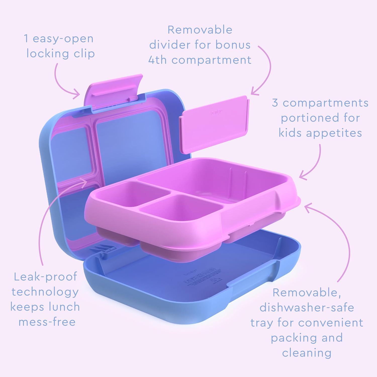 imageBentgo Pop  LeakProof Lunch Box ampamp Removable Divider for Ages 8 ampamp Teens  Lunch Container Holds 5 Cups of Food 34 Compartments MicrowaveDishwasher Safe 2 Year Warranty PeriwinklePinkPeriwinklePink