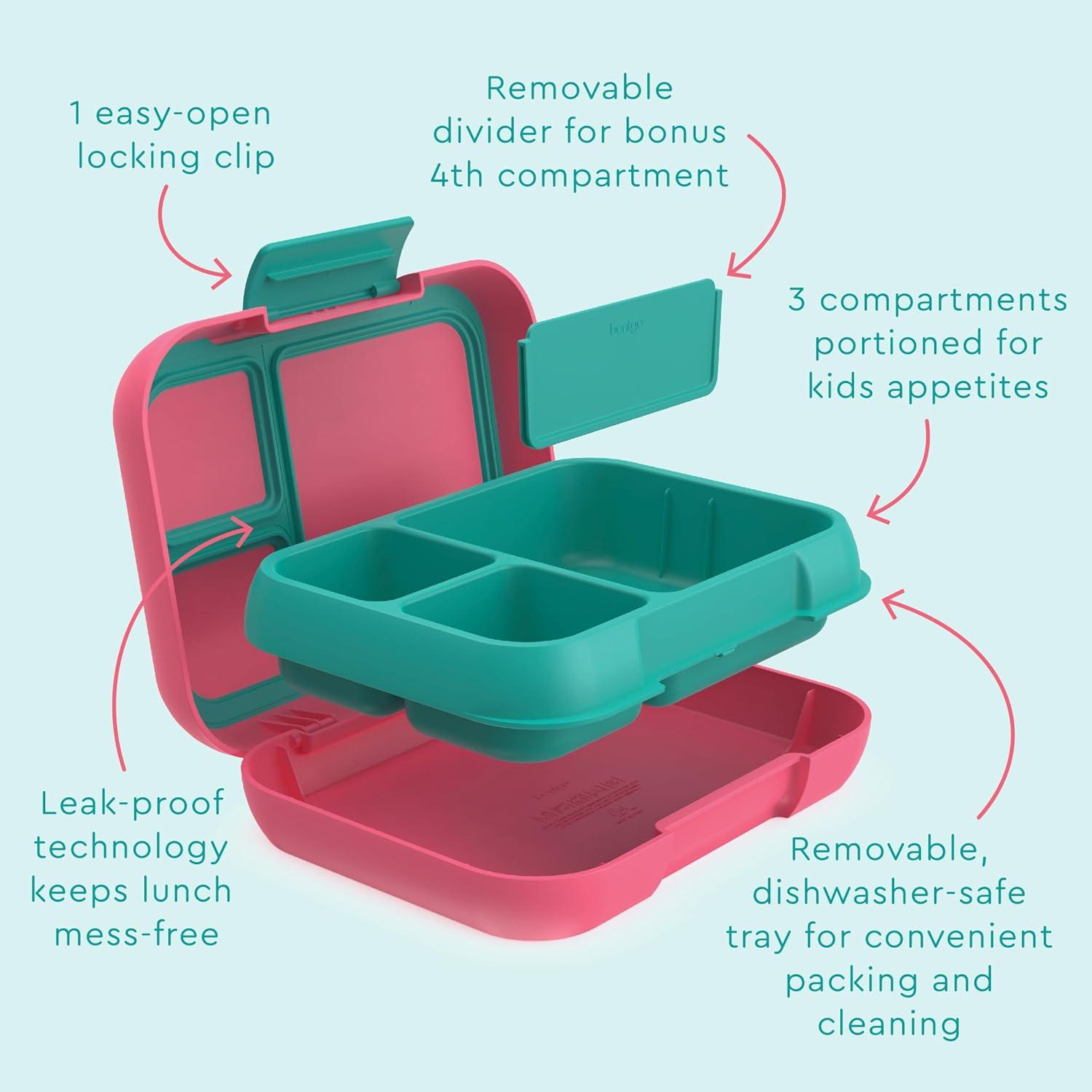 imageBentgo Pop  LeakProof Lunch Box ampamp Removable Divider for Ages 8 ampamp Teens  Lunch Container Holds 5 Cups of Food 34 Compartments MicrowaveDishwasher Safe 2 Year Warranty PeriwinklePinkBright CoralTeal