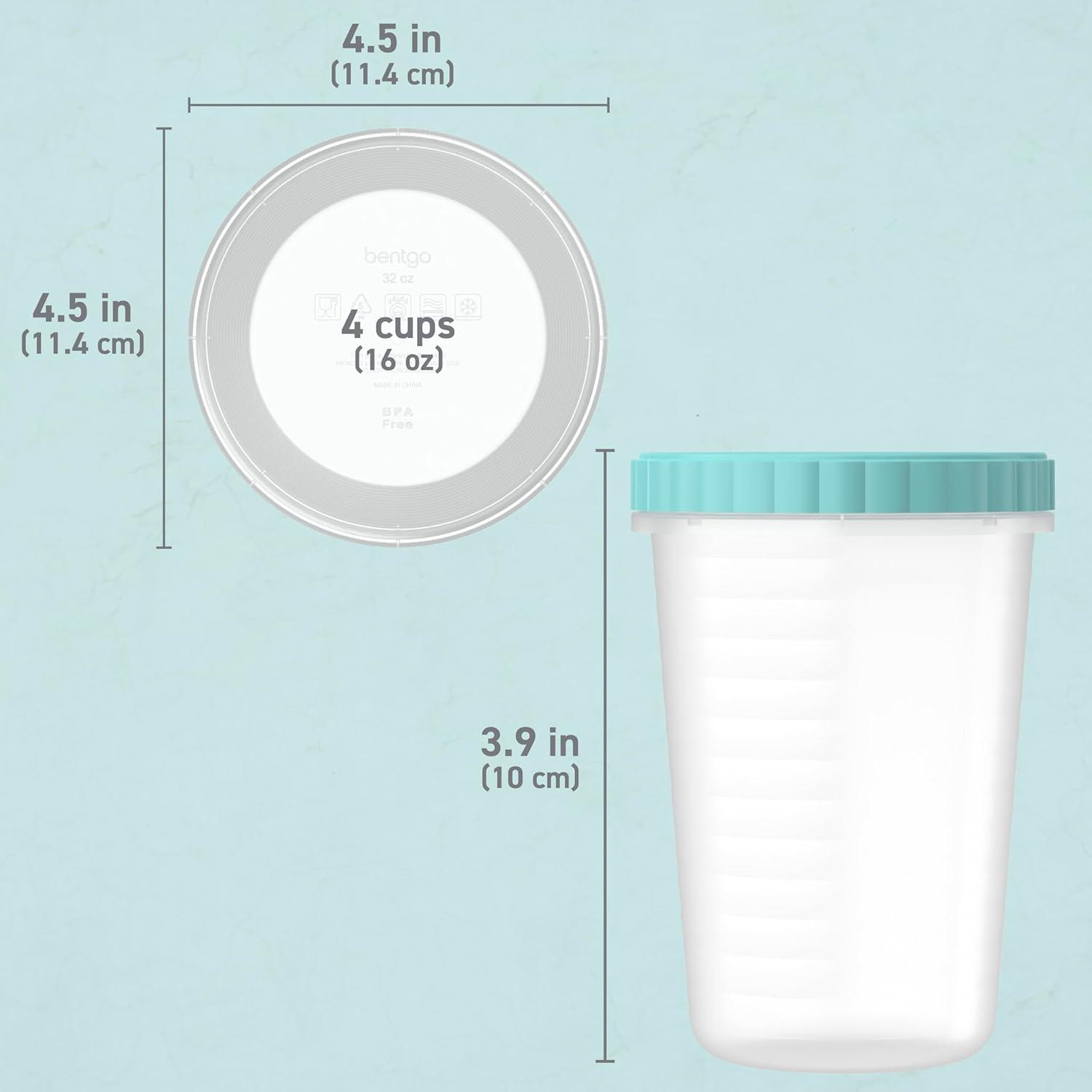 imageBentgo Prep  20 Piece 8 fl oz LeakProof Deli Containers with Lids Food Storage for Meal Prep TwistTop Reusable PFAS ampamp BPAFree Stackable Microwave Freezer ampamp Dishwasher Safe Honeydew32 oz Aquamarine