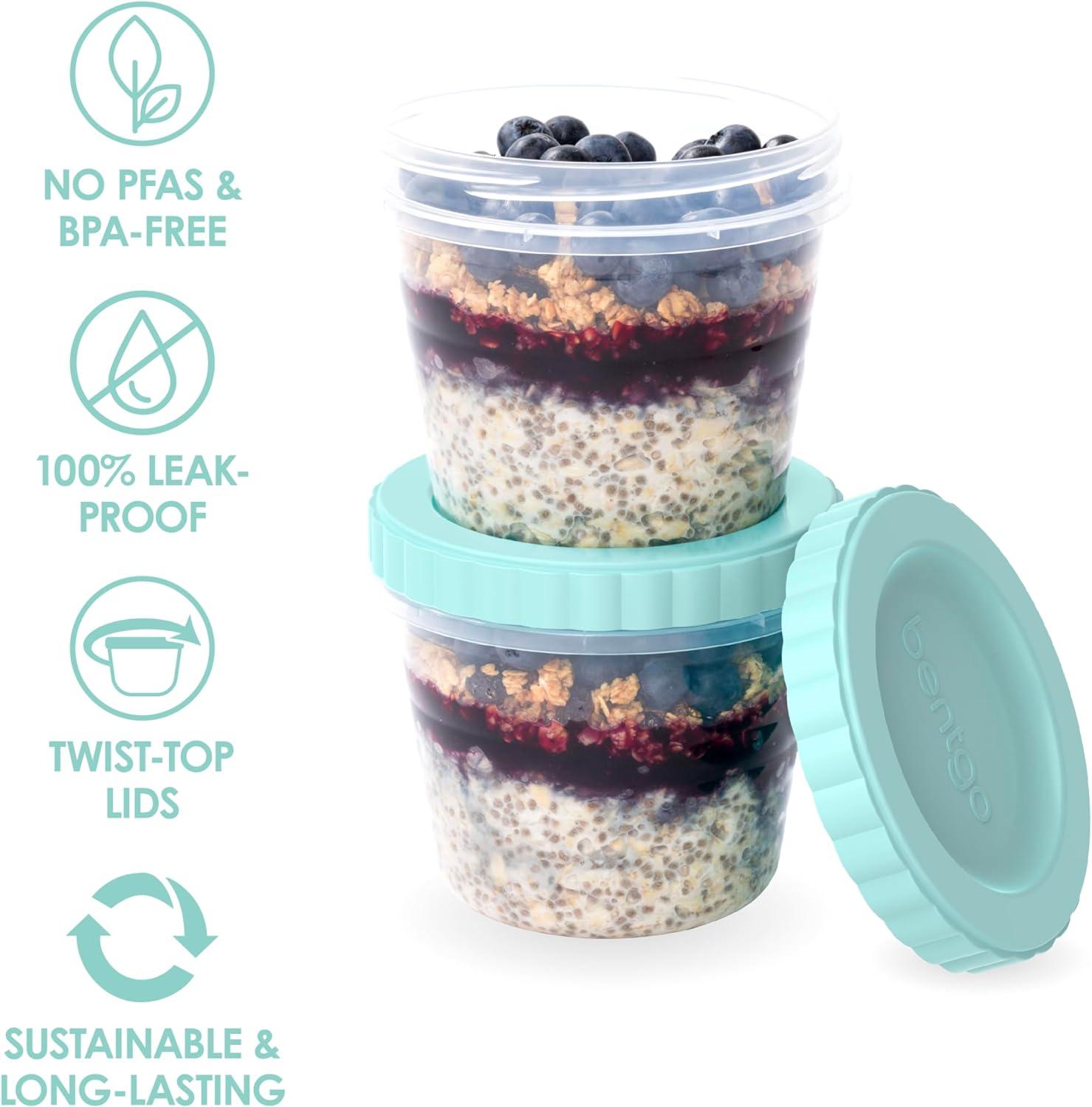 imageBentgo Prep  20 Piece 8 fl oz LeakProof Deli Containers with Lids Food Storage for Meal Prep TwistTop Reusable PFAS ampamp BPAFree Stackable Microwave Freezer ampamp Dishwasher Safe Honeydew16 oz Sea Blue