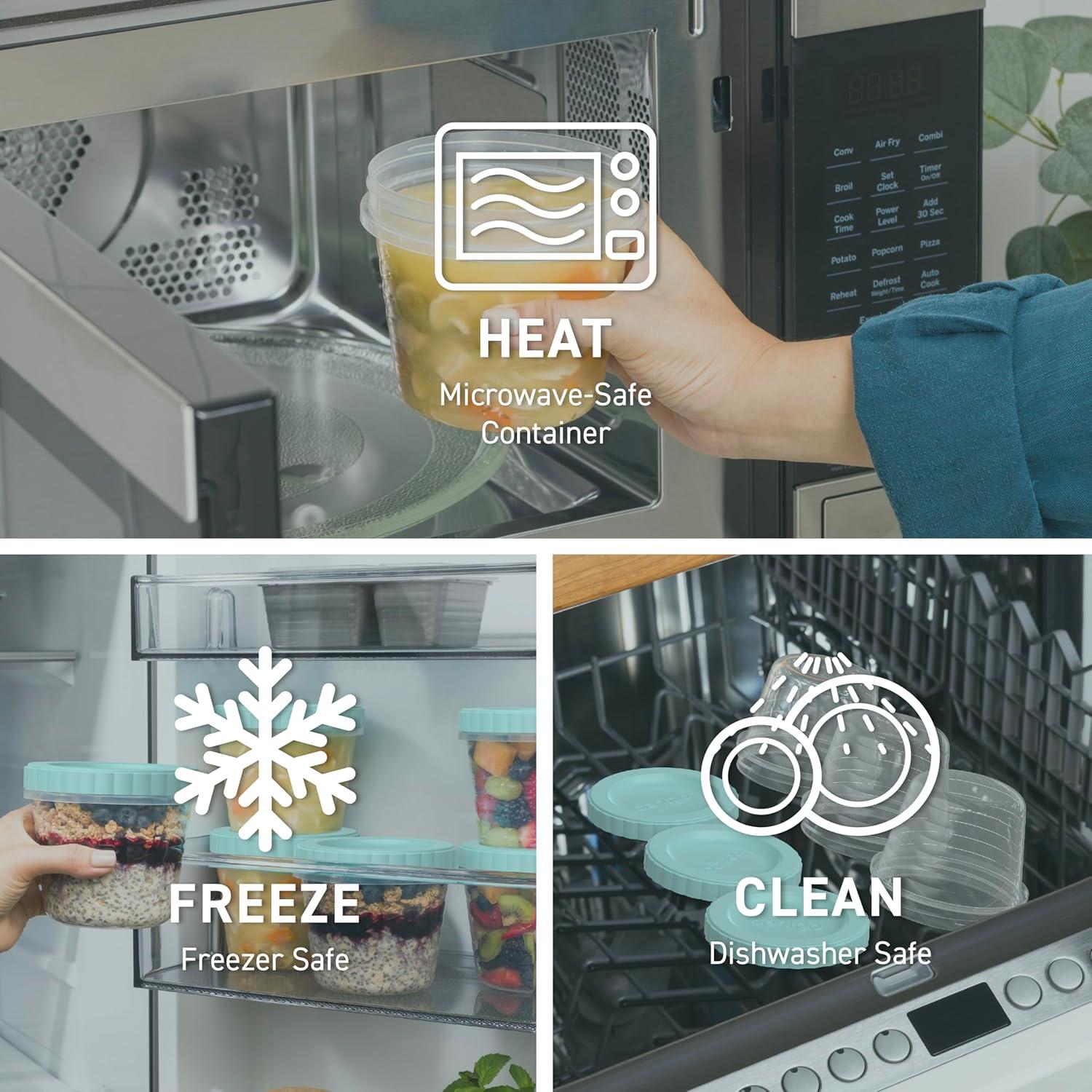 imageBentgo Prep  20 Piece 8 fl oz LeakProof Deli Containers with Lids Food Storage for Meal Prep TwistTop Reusable PFAS ampamp BPAFree Stackable Microwave Freezer ampamp Dishwasher Safe Honeydew16 oz Sea Blue