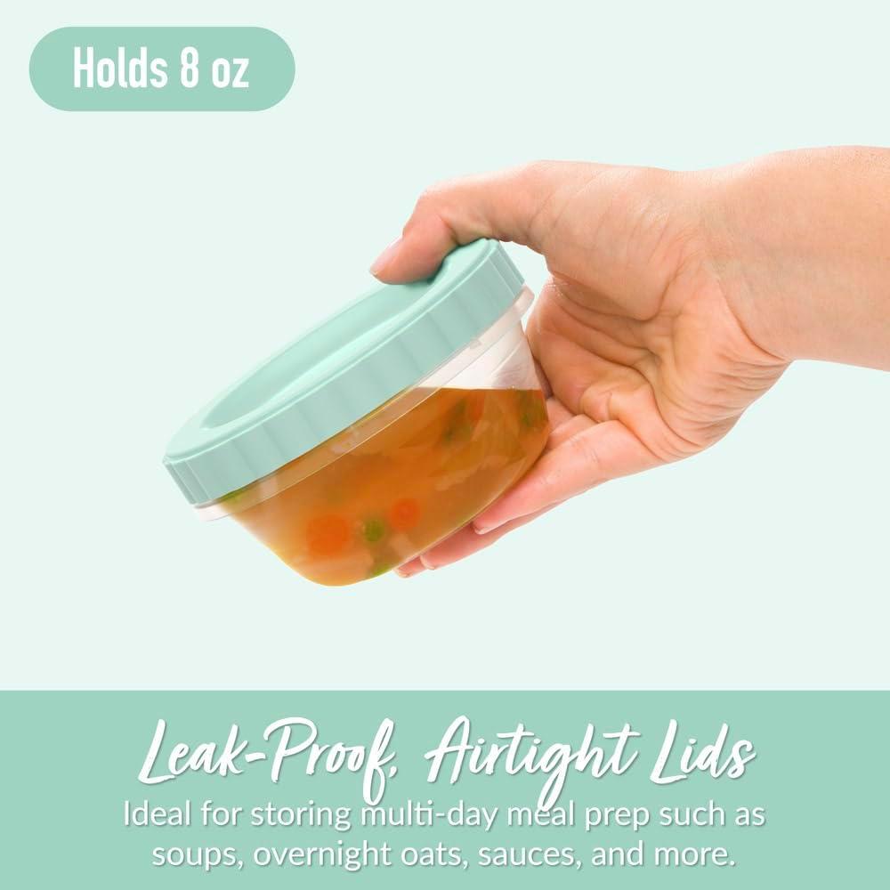 imageBentgo Prep  20 Piece 8 fl oz LeakProof Deli Containers with Lids Food Storage for Meal Prep TwistTop Reusable PFAS ampamp BPAFree Stackable Microwave Freezer ampamp Dishwasher Safe Honeydew8 oz Honeydew