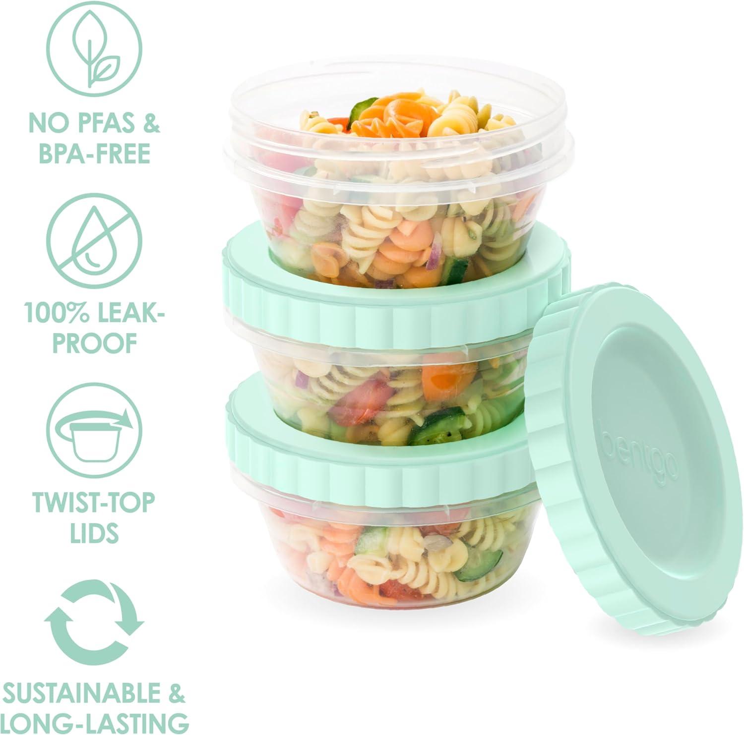 imageBentgo Prep  20 Piece 8 fl oz LeakProof Deli Containers with Lids Food Storage for Meal Prep TwistTop Reusable PFAS ampamp BPAFree Stackable Microwave Freezer ampamp Dishwasher Safe Honeydew8 oz Honeydew