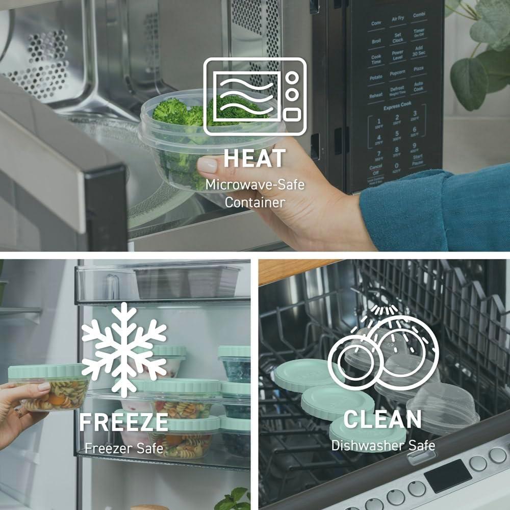 imageBentgo Prep  20 Piece 8 fl oz LeakProof Deli Containers with Lids Food Storage for Meal Prep TwistTop Reusable PFAS ampamp BPAFree Stackable Microwave Freezer ampamp Dishwasher Safe Honeydew8 oz Honeydew