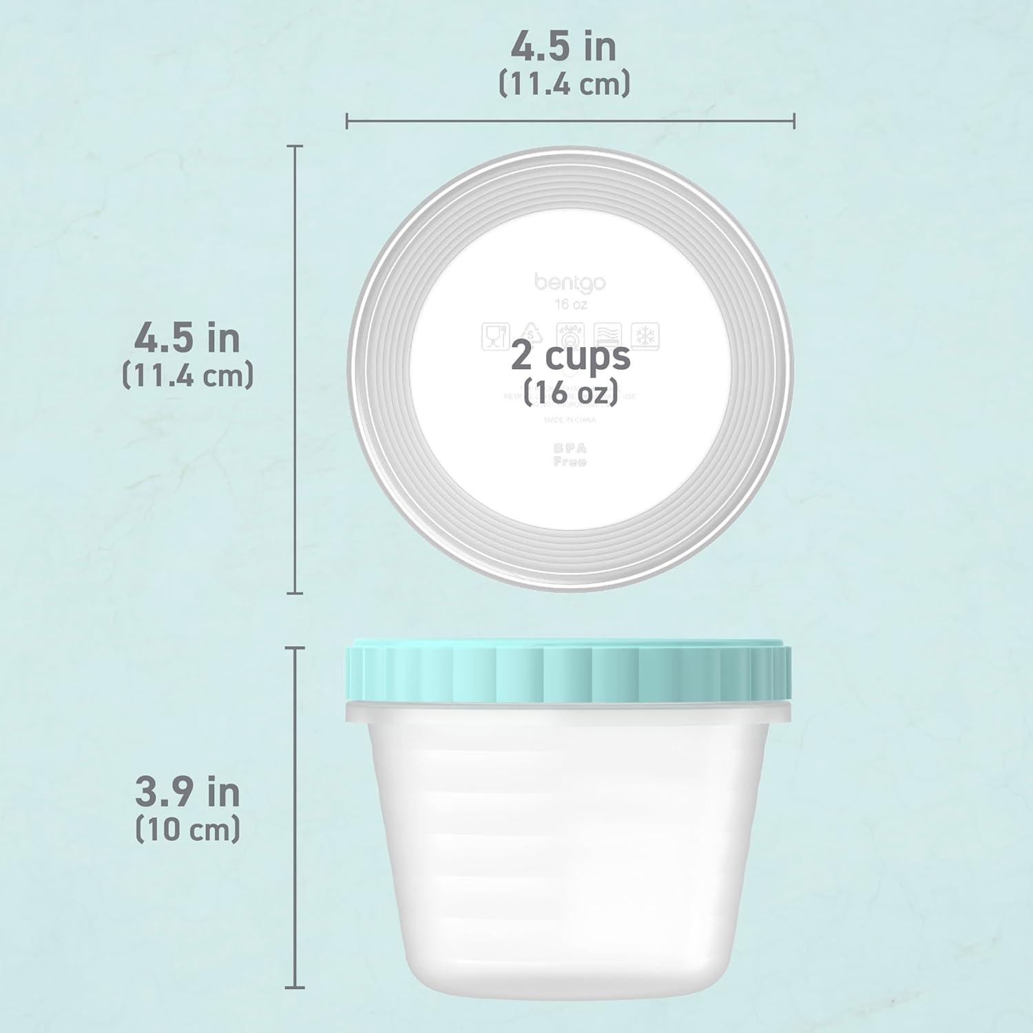 imageBentgo Prep  20 Piece 8 fl oz LeakProof Deli Containers with Lids Food Storage for Meal Prep TwistTop Reusable PFAS ampamp BPAFree Stackable Microwave Freezer ampamp Dishwasher Safe Honeydew16 oz Sea Blue