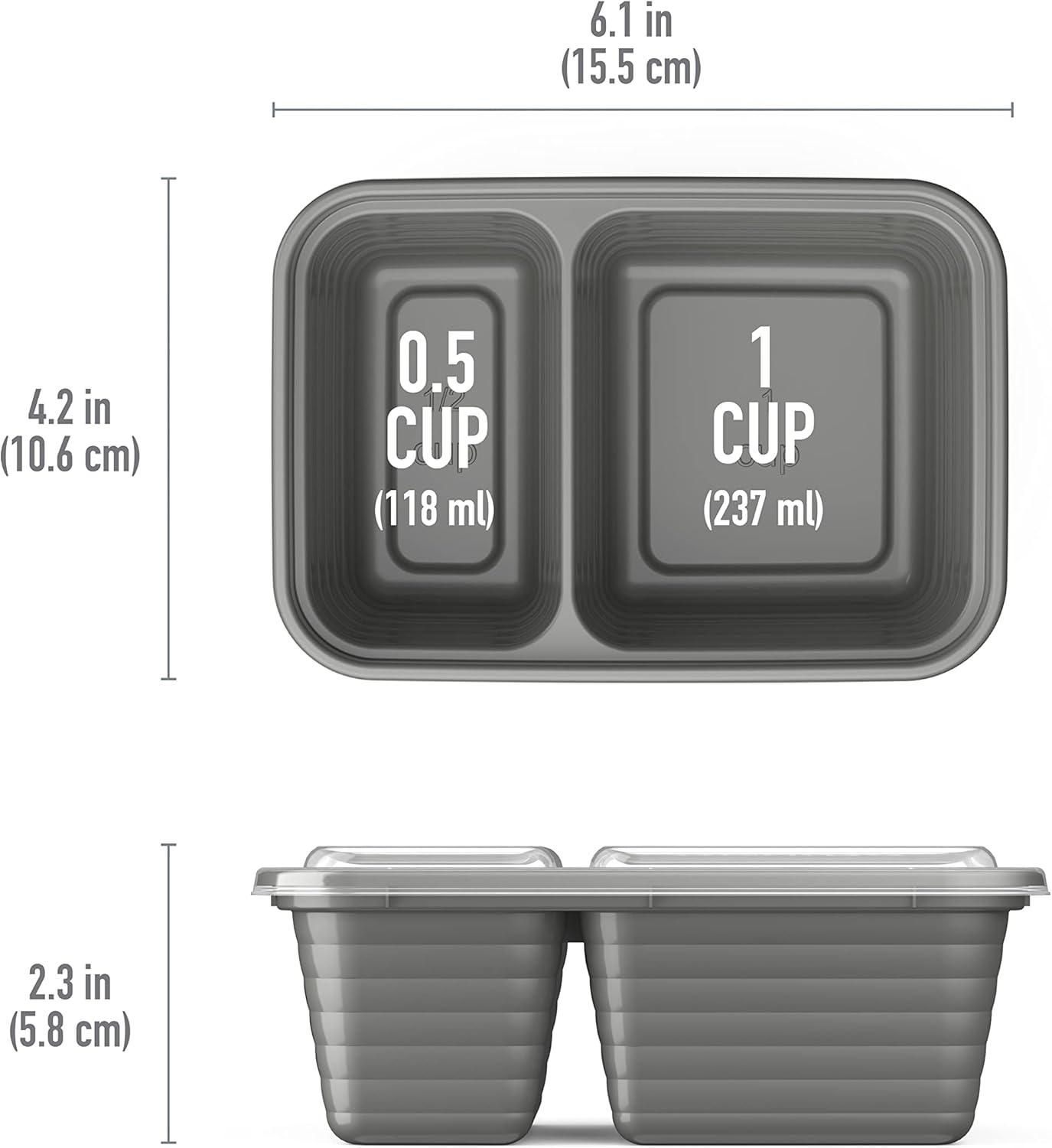 imageBentgo Prep  2Compartment Snack Containers with Lids  Reusable Microwaveable Durable PFAS ampamp BPAFree Freezer and DishwasherSafe Meal Prep Food Storage  10 Trays ampamp 10 Lids ClayPewter