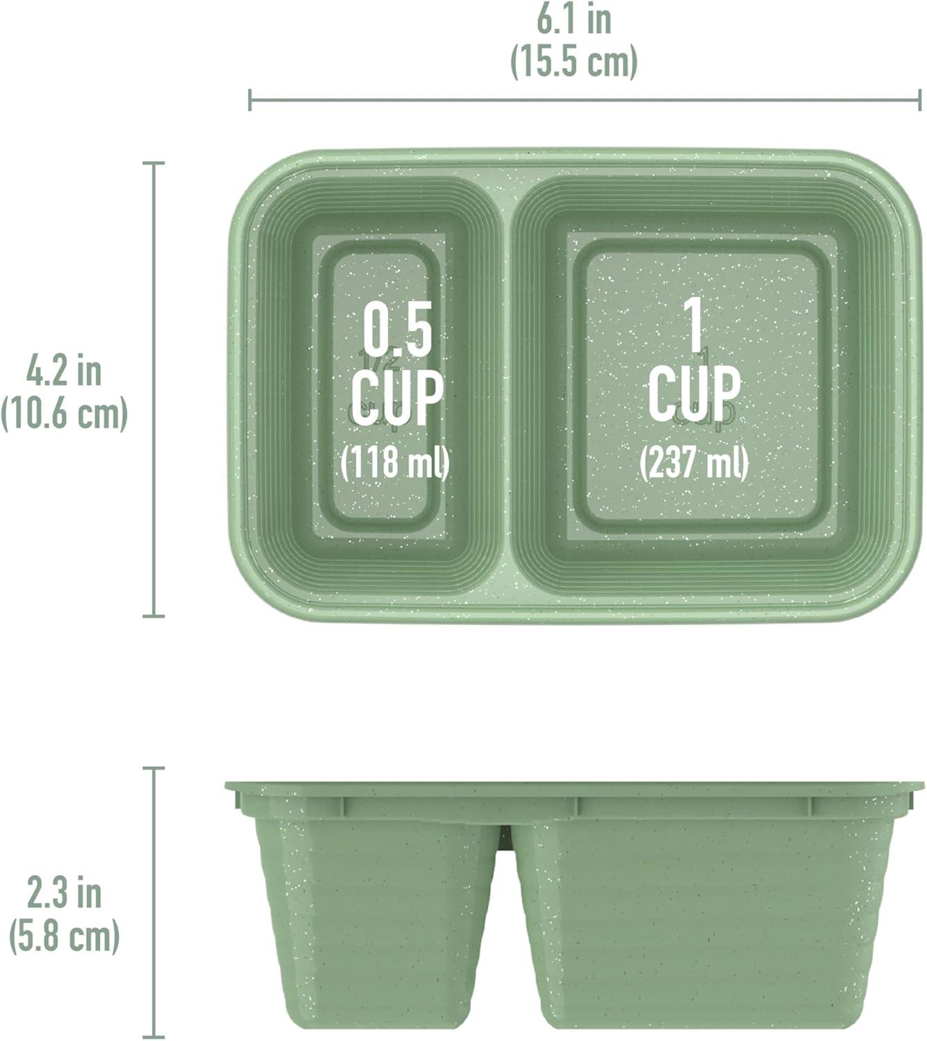 imageBentgo Prep  2Compartment Snack Containers with Lids  Reusable Microwaveable Durable PFAS ampamp BPAFree Freezer and DishwasherSafe Meal Prep Food Storage  10 Trays ampamp 10 Lids ClayBasil Glitter