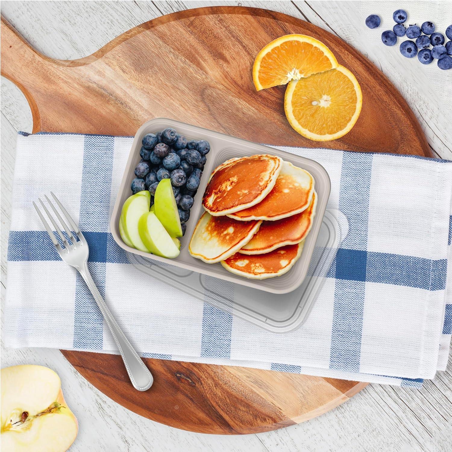 imageBentgo Prep  2Compartment Snack Containers with Lids  Reusable Microwaveable Durable PFAS ampamp BPAFree Freezer and DishwasherSafe Meal Prep Food Storage  10 Trays ampamp 10 Lids ClayClay