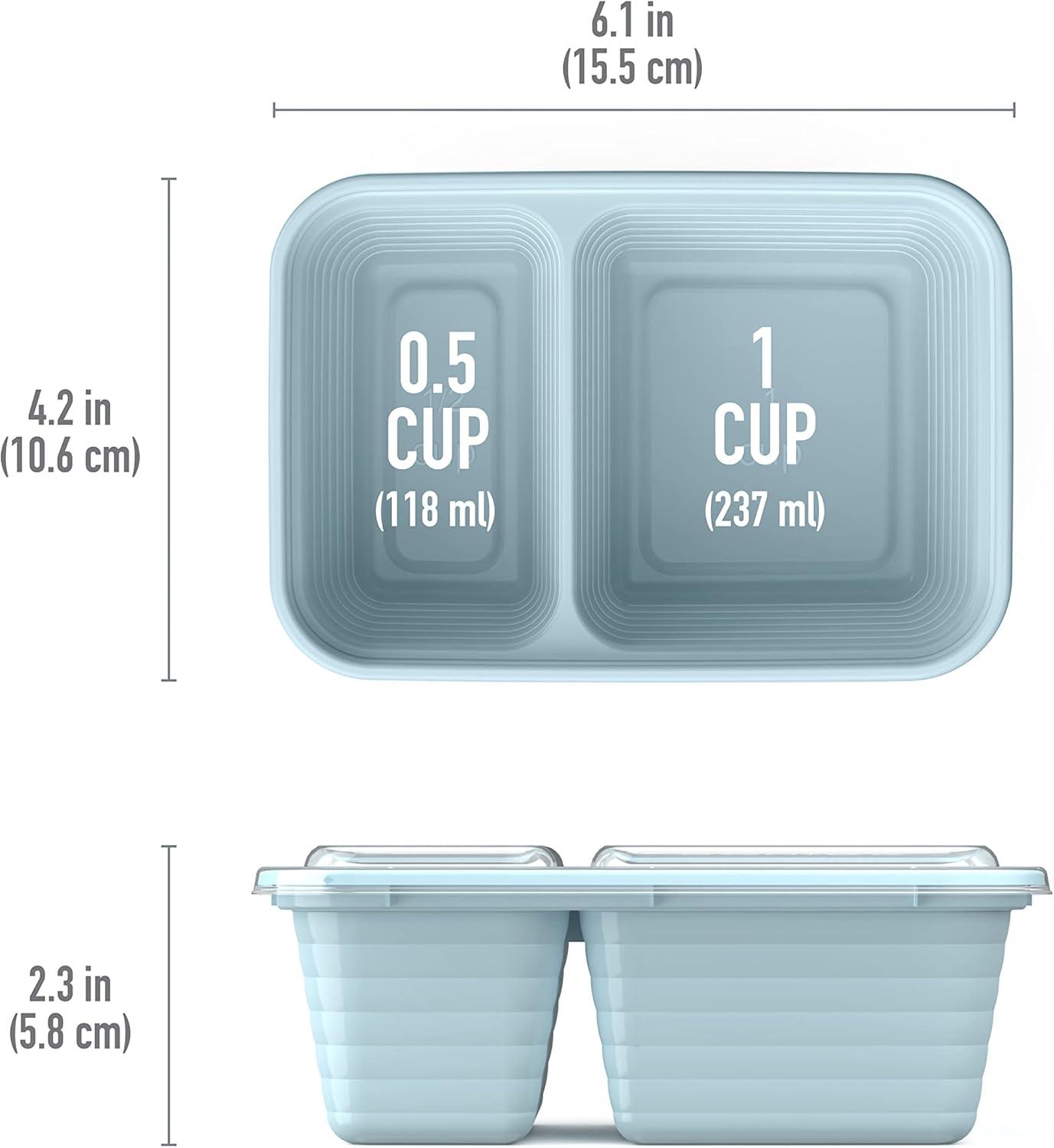 imageBentgo Prep  2Compartment Snack Containers with Lids  Reusable Microwaveable Durable PFAS ampamp BPAFree Freezer and DishwasherSafe Meal Prep Food Storage  10 Trays ampamp 10 Lids ClaySky