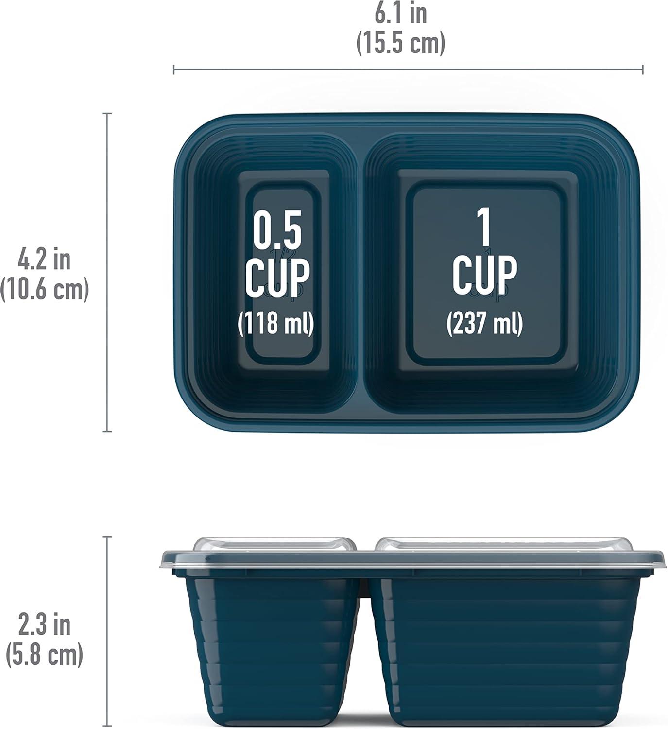 imageBentgo Prep  2Compartment Snack Containers with Lids  Reusable Microwaveable Durable PFAS ampamp BPAFree Freezer and DishwasherSafe Meal Prep Food Storage  10 Trays ampamp 10 Lids ClayDeep Teal