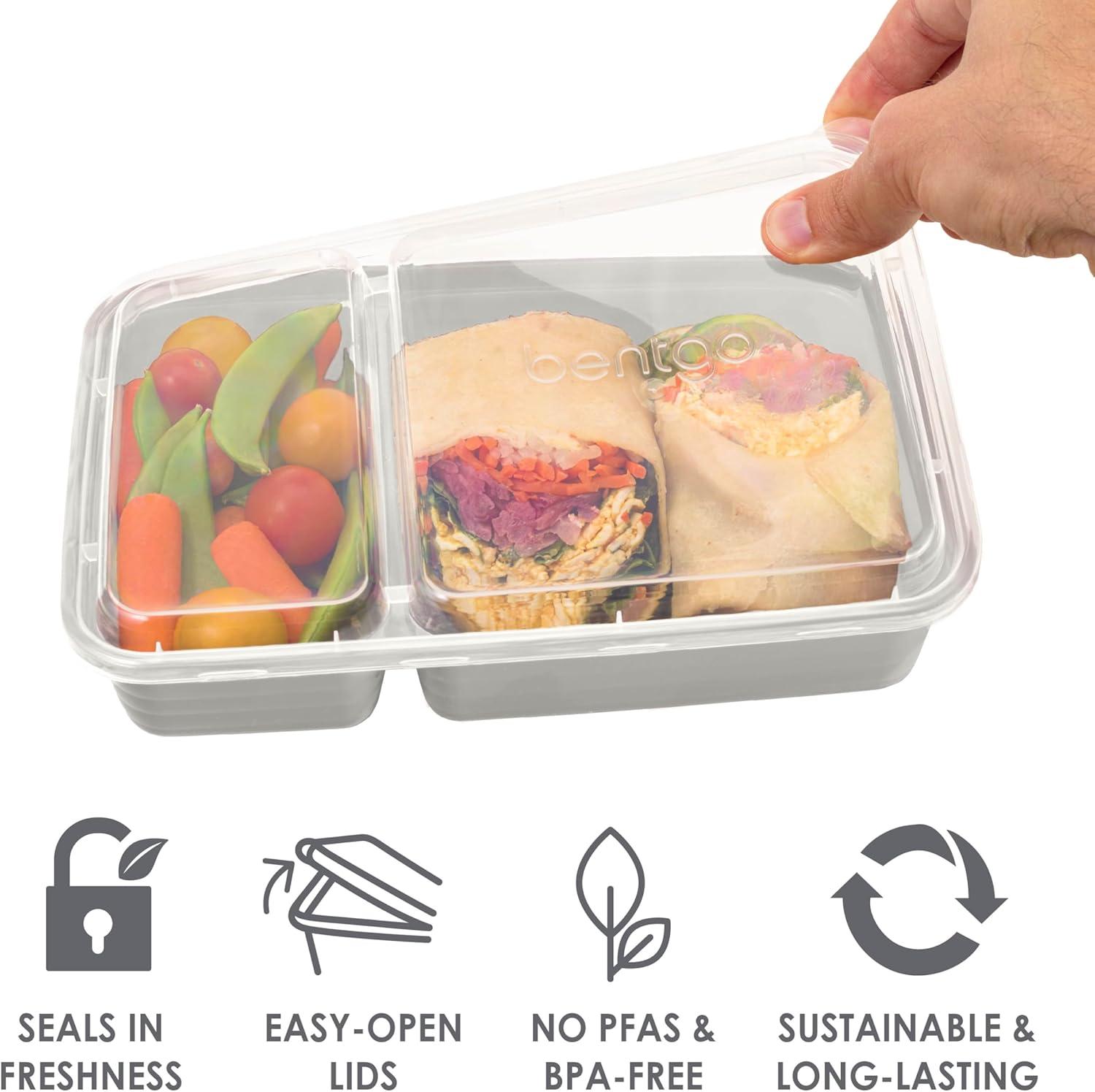 imageBentgo Prep 60Piece Meal Prep Kit  Reusable PFAS ampamp BPAFree Food Containers 1Compartment 2Compartment ampamp 3Compartments  Microwave Freezer ampamp Dishwasher Safe Gleam MetallicsWhite Stone