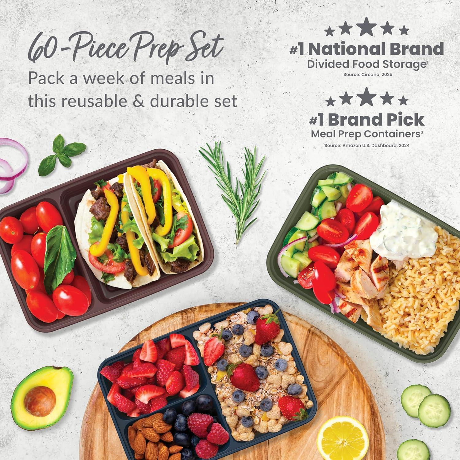 imageBentgo Prep 60Piece Meal Prep Kit  Reusable PFAS ampamp BPAFree Food Containers 1Compartment 2Compartment ampamp 3Compartments  Microwave Freezer ampamp Dishwasher Safe Gleam MetallicsRich Shades